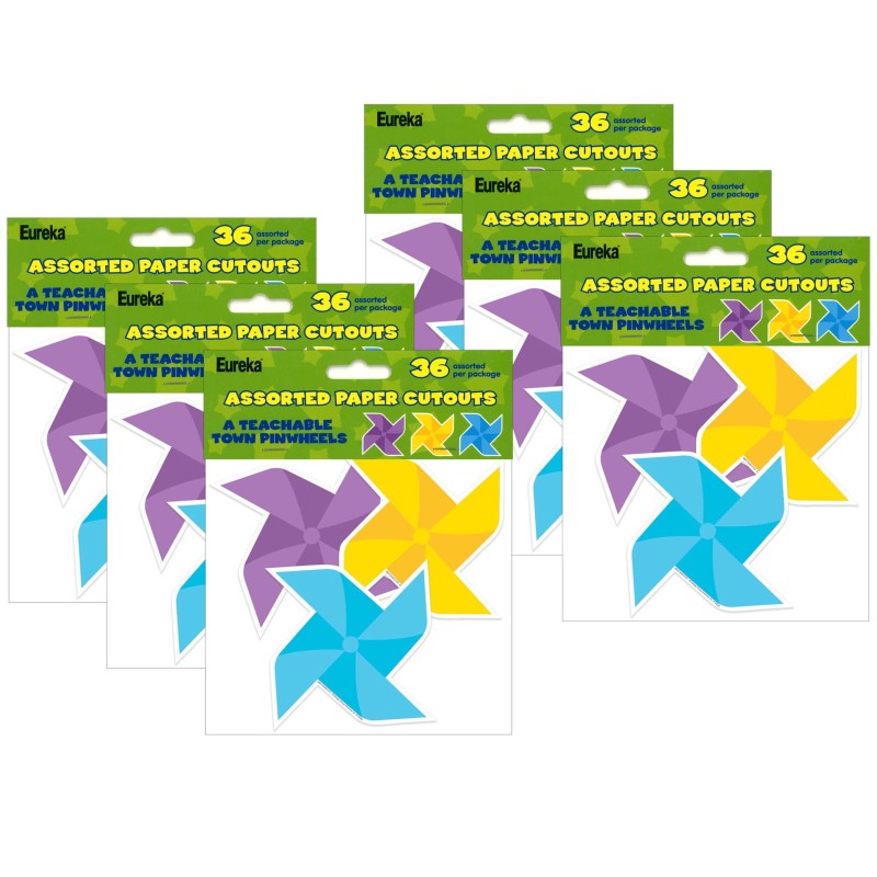 EUREKA - A Teachable Town Pinwheels Paper Cut-Outs, 36 Per Pack, 6 Packs