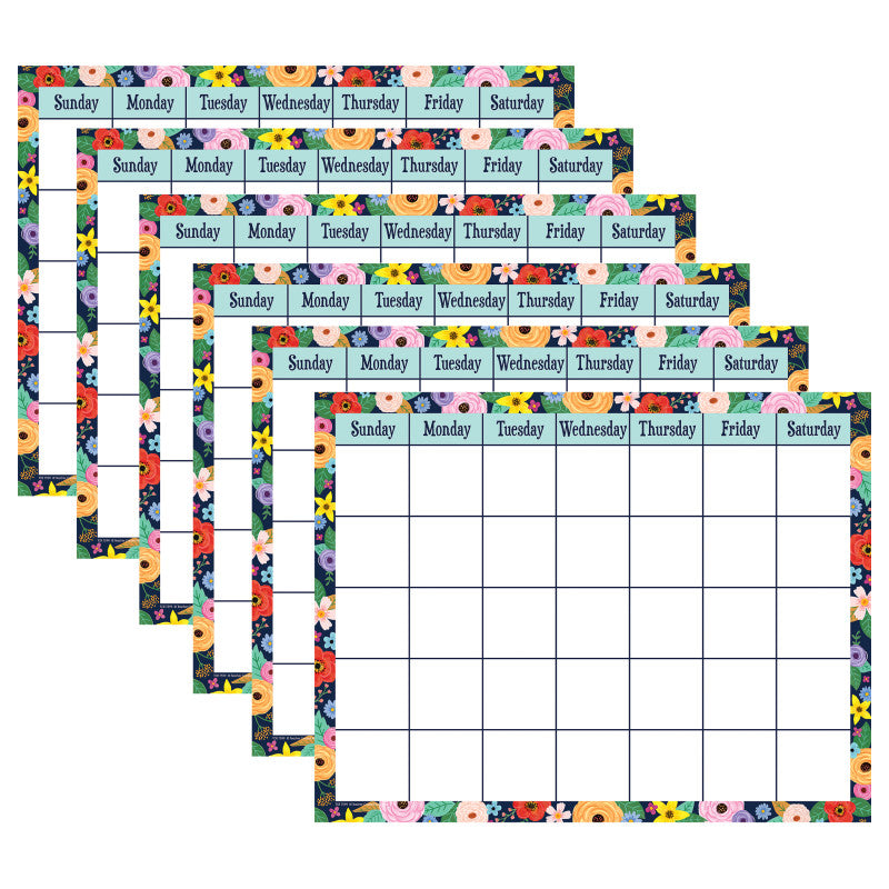TEACHER CREATED RESOURCES - Wildflowers Calendar Chart, 17" x 22", Pack of 6