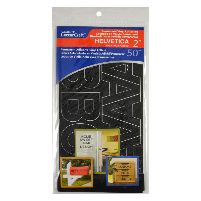 LetterCraft Permanent Vinyl Lettering, Helvetica, 2-Inch, Black