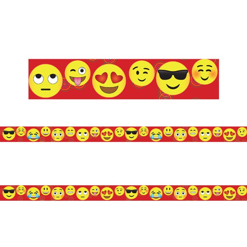 CHARLES LEONARD - Borders/Trims, Magnetic, Rectangle Cut - 1-1/2" x 24", Emoji Theme, 24' per Pack, 2 Packs