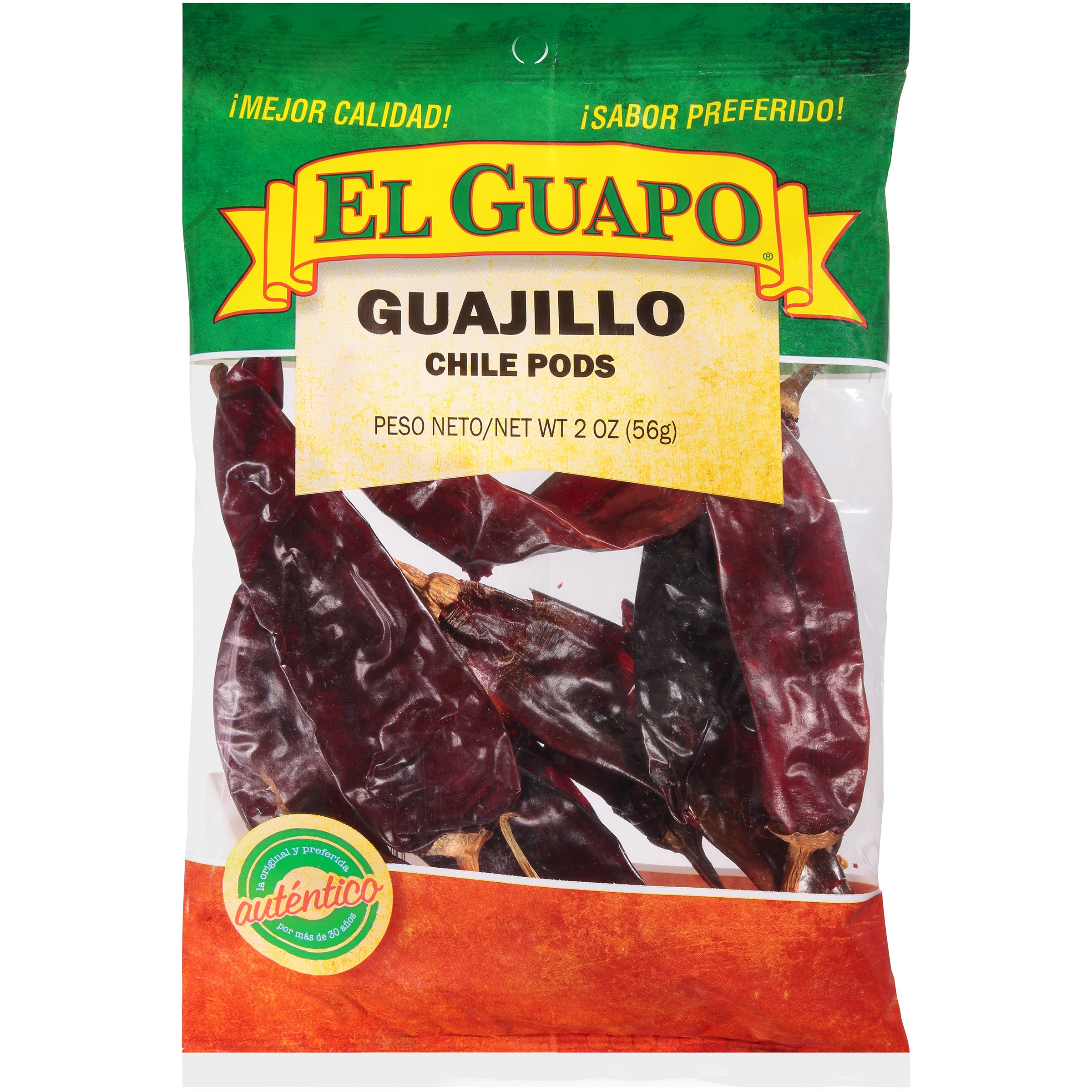 El Guapo Guajillo Chile Pods 2 oz. Bag - Case of 12