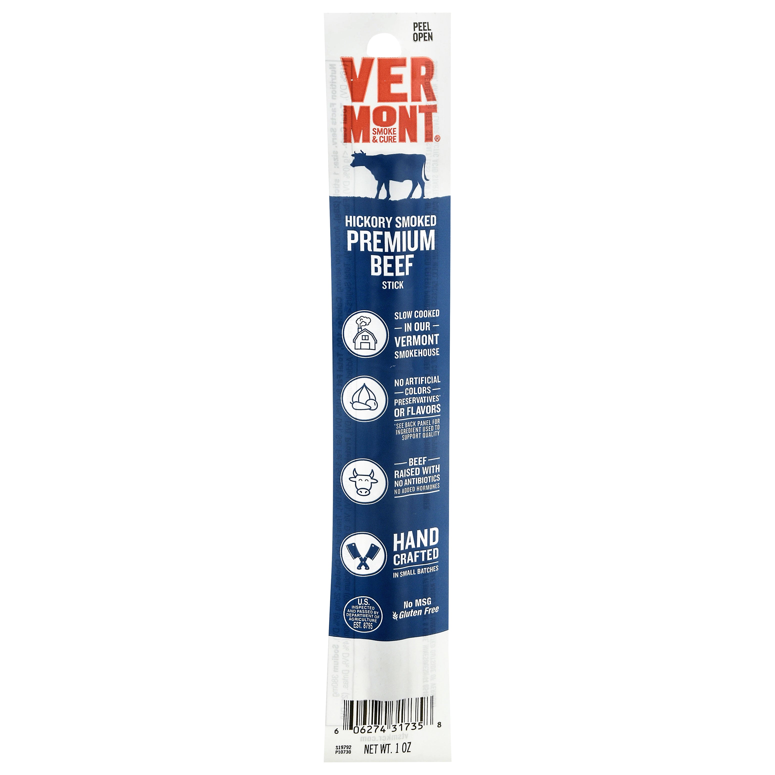 Vermont Smoke & Cure Premium Hickory Smoked Beef Stick 1 oz - Case of 24