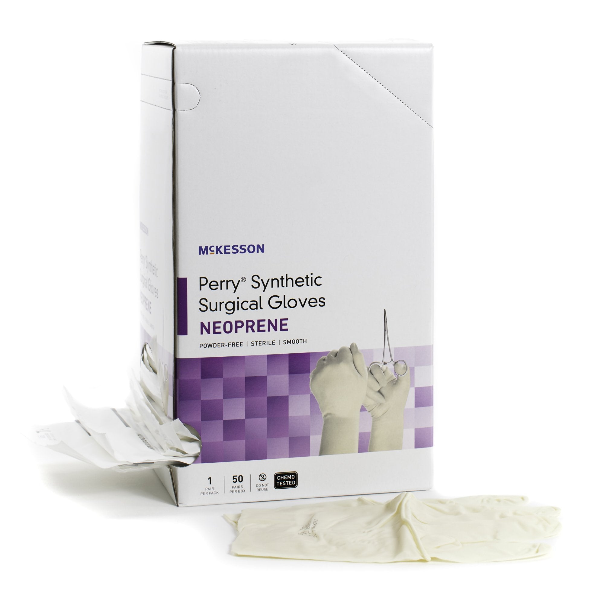 McKesson Brand - Surgical Glove McKesson Perry® Synthetic Surgical Gloves Size 5.5 Sterile Polychloroprene Standard Cuff Length Smooth Cream Chemo Tested [50/BX]
