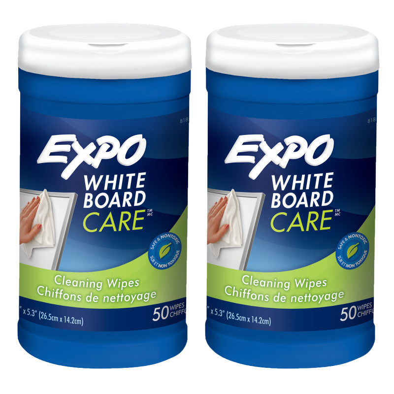 EXPO - Dry-Erase Board Cleaning Wet Wipes, 50 Per Container, Pack of 2