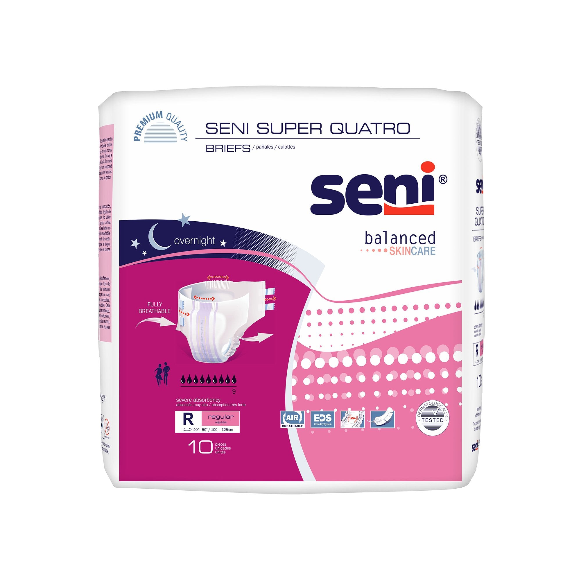 TZMO USA Inc - Unisex Adult Incontinence Brief Seni® Super Quatro Regular Disposable Heavy Absorbency [10/PK]