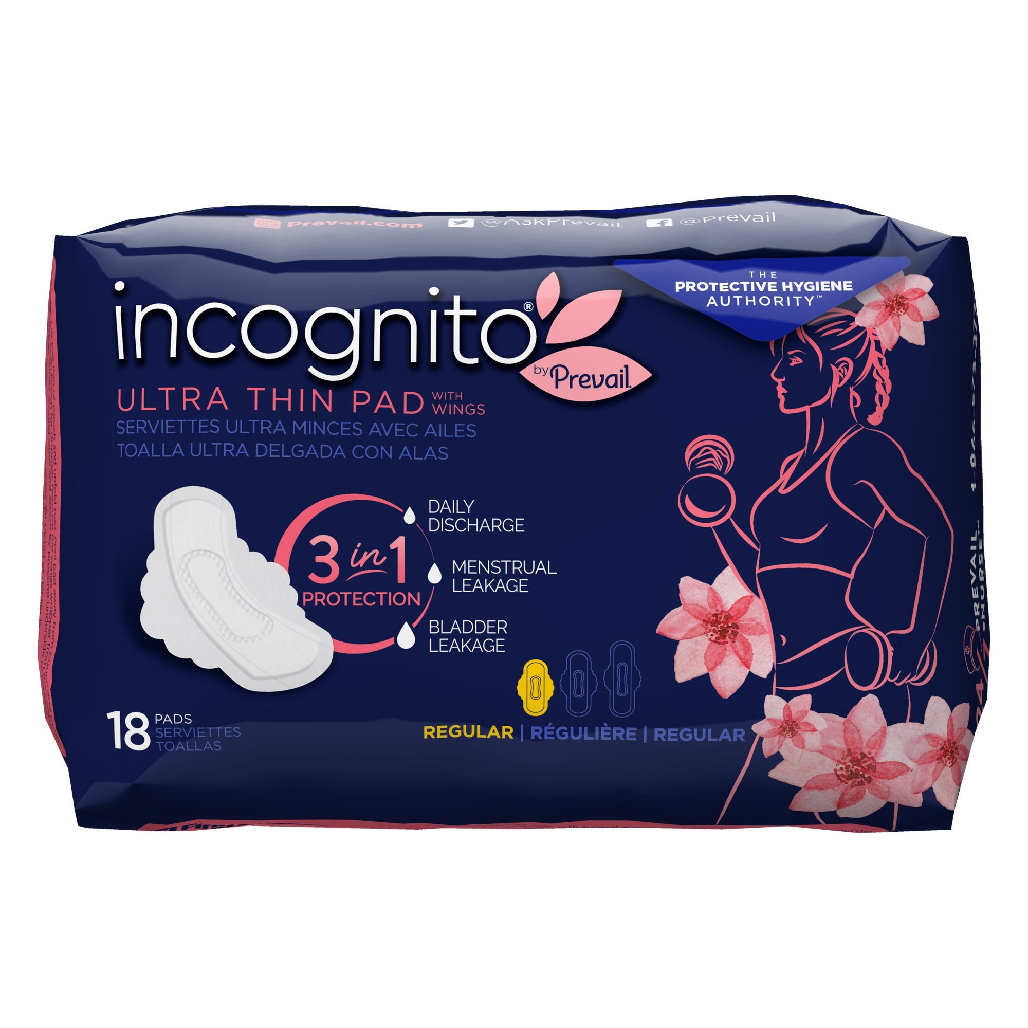 First Quality - Feminine Pad incognito® by Prevail Ultra Thin with Wings Regular Absorbency [72/CS]