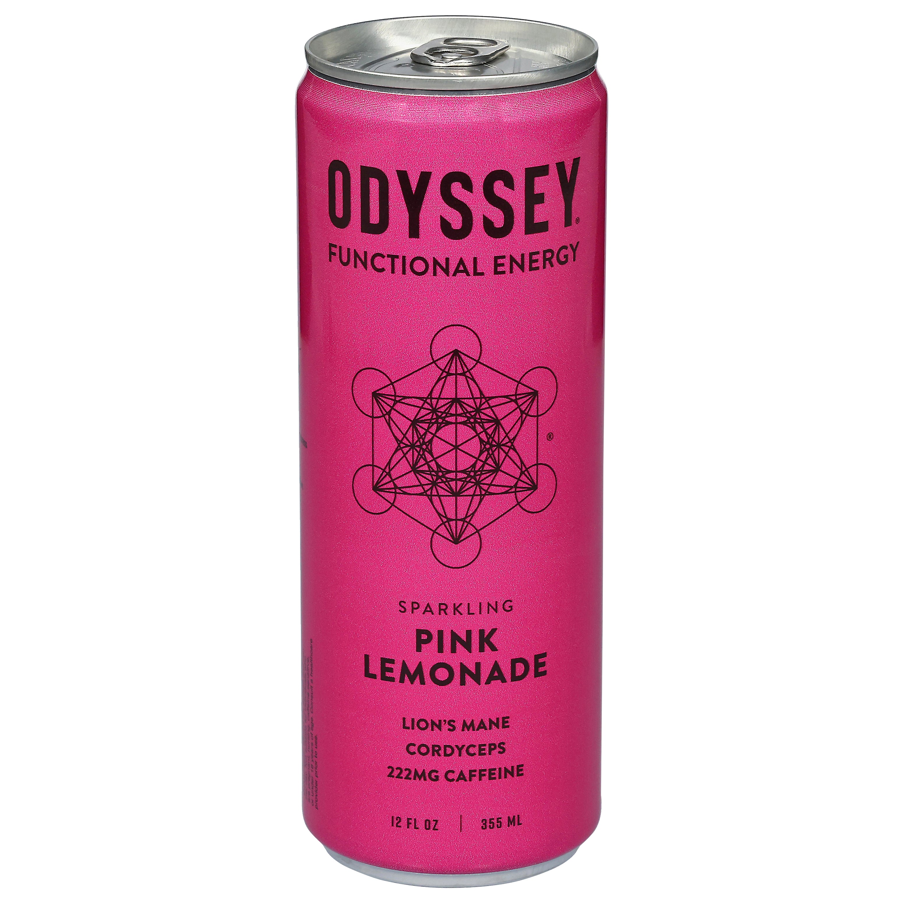 Odyssey Sparkling Pink Lemonade Functional Energy 12 fl oz - Case of 12