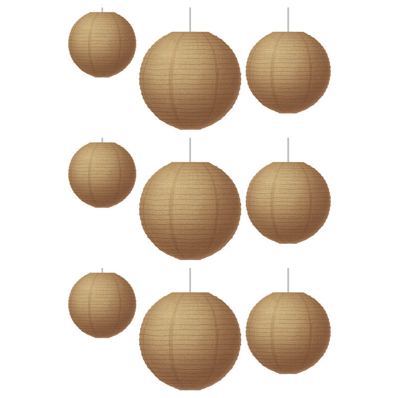 TEACHER CREATED RESOURCES - Burlap Design Paper Lanterns, 3 Per Pack, 3 Packs