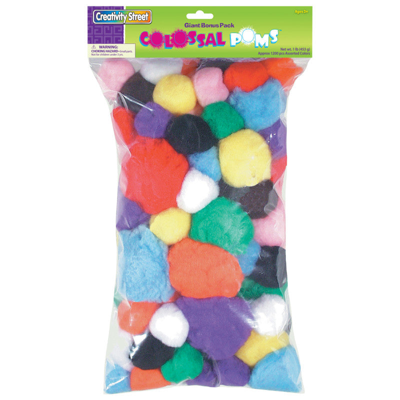CREATIVITY STREET - Colossal Poms, Assorted Sizes, 1 lb.