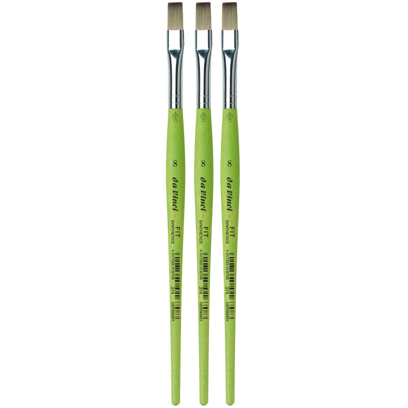 FIT Synthetics Student Brush, Synthetic, Acrylic & Tempera, Flat, Series 374, Size 8, Pack of 3