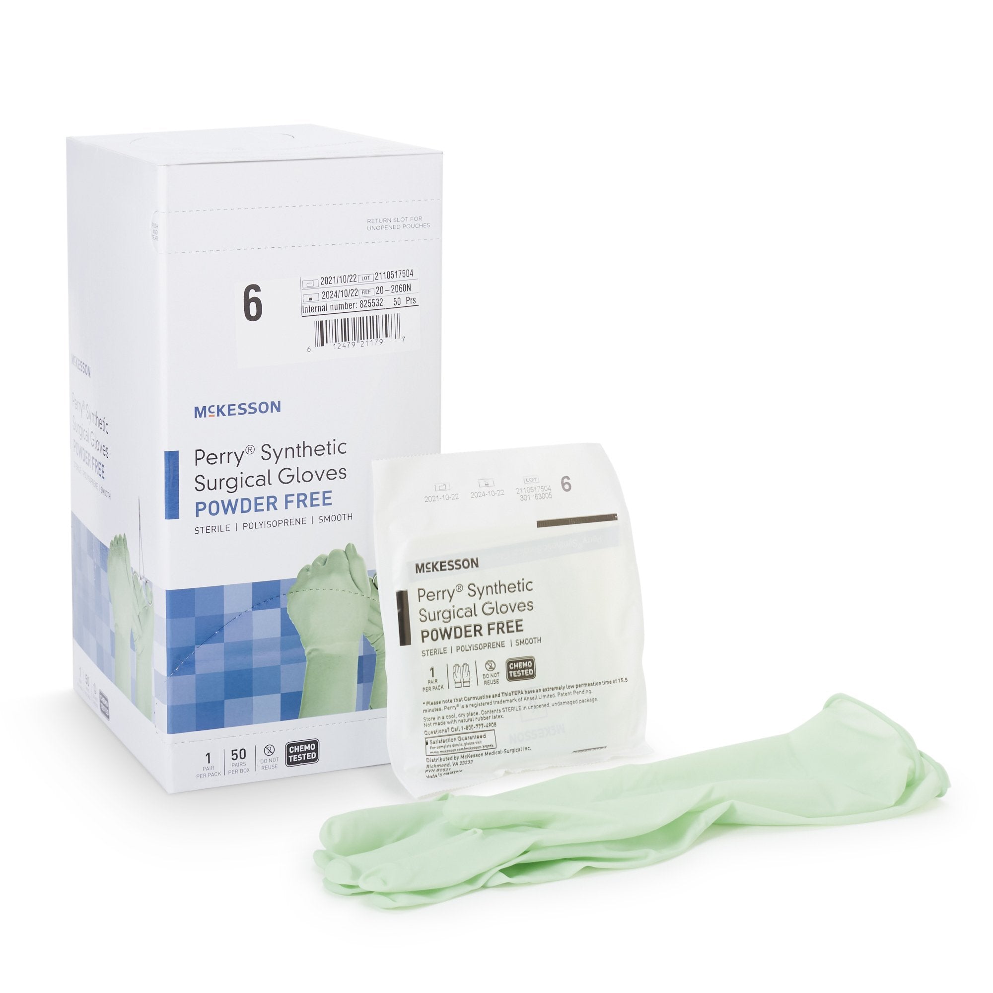 McKesson Brand - Surgical Glove McKesson Perry® Performance Plus Size 6 Sterile Polyisoprene Standard Cuff Length Smooth Green Chemo Tested [400/CS]