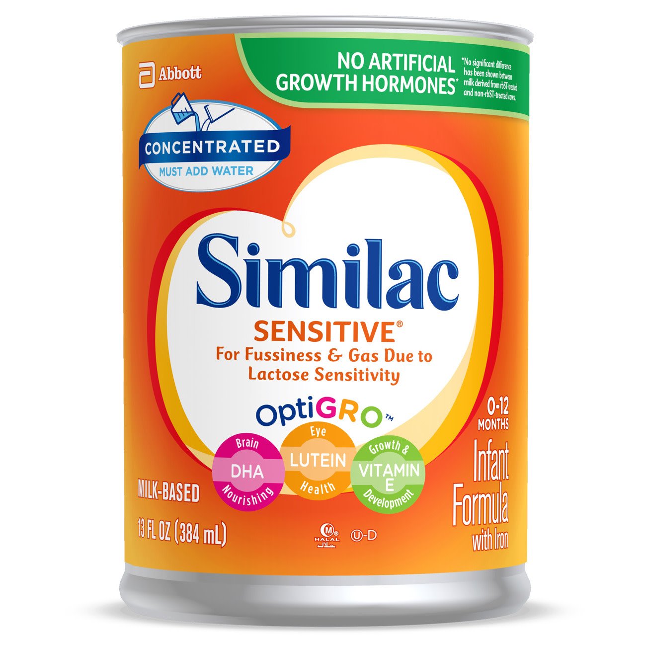 Abbott Nutrition - Infant Formula Similac Sensitive® Unflavored 13 oz. Can Liquid Iron Lactose Sensitivity [12/CS]