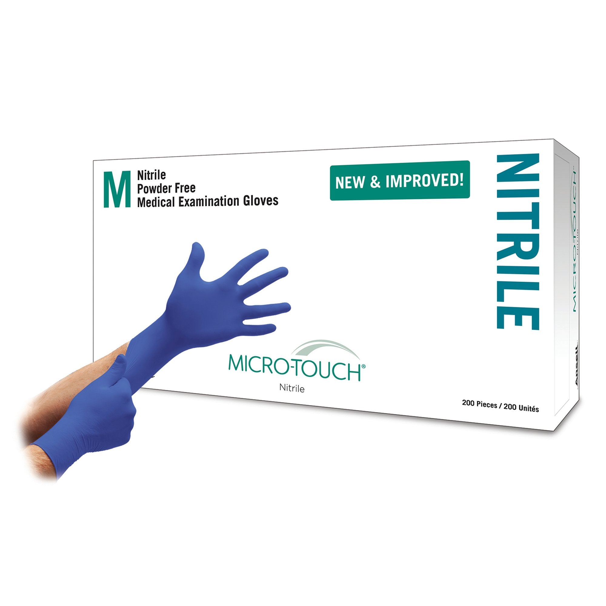 Ansell - Exam Glove Micro-Touch® Nitrile Medium NonSterile Nitrile Standard Cuff Length Textured Fingertips Blue Chemo Tested [10/CS]