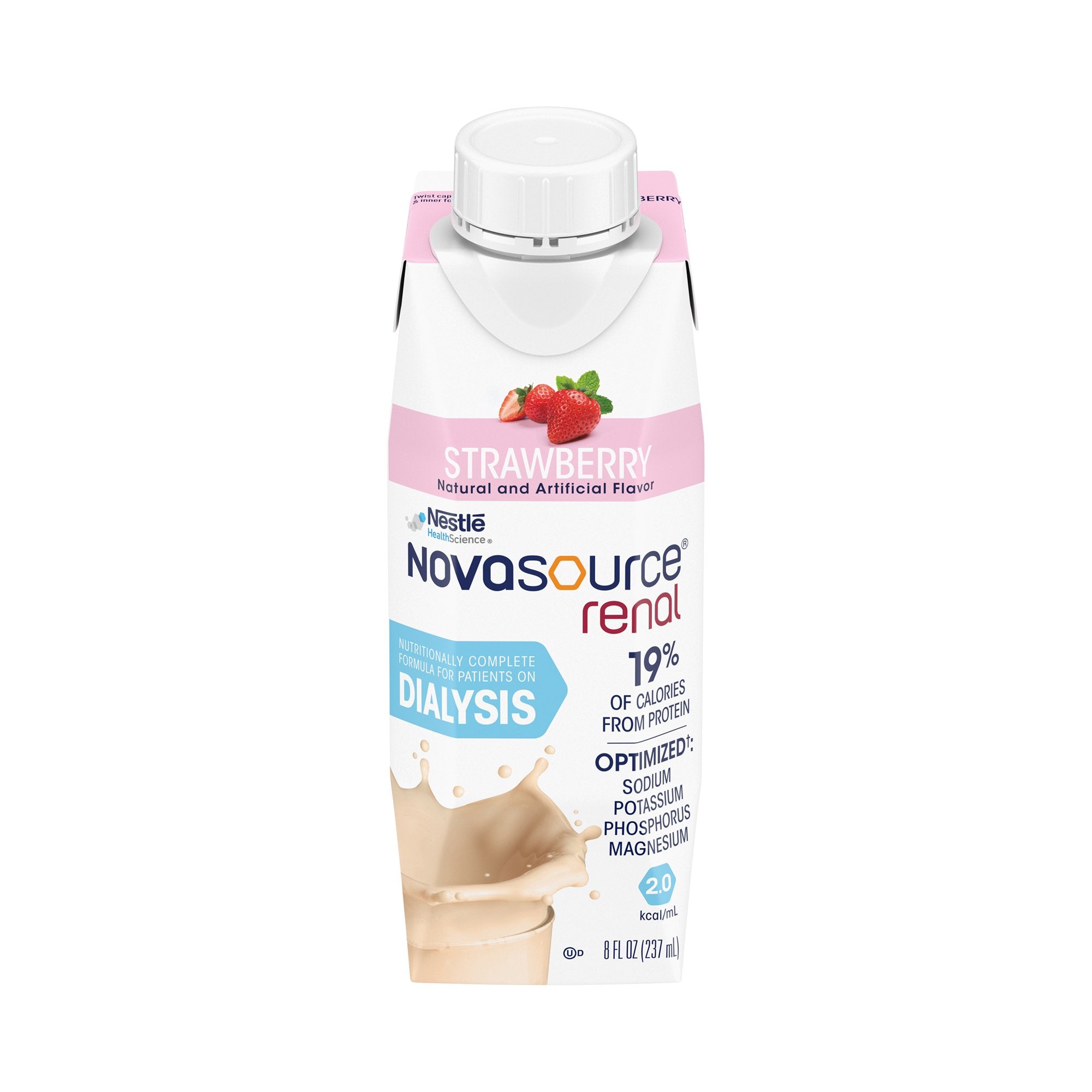 Nestle Healthcare Nutrition - Oral Supplement Novasource® Renal Strawberry Flavor Liquid 8 oz. Carton [24/CS]