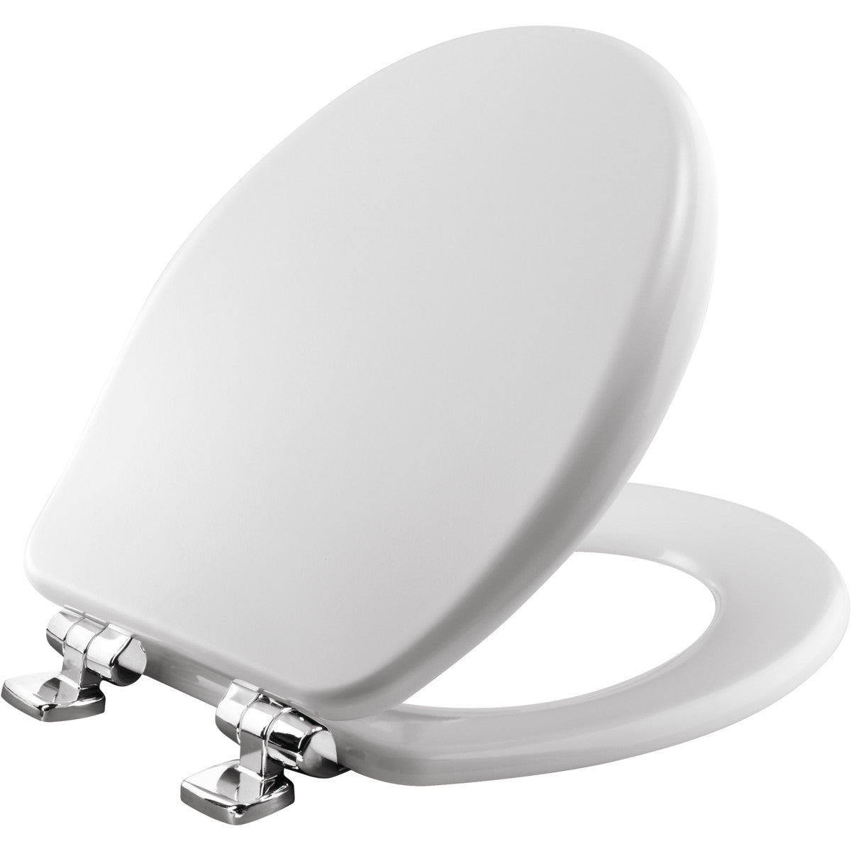 Bemis Alesio Round High Density Enameled Wood Toilet Seat in White with STA-TITE® Seat Fastening System, Whisper•Close®, Precision Seat Fit Adjustable Chrome Hinge and Super Grip Bumpers