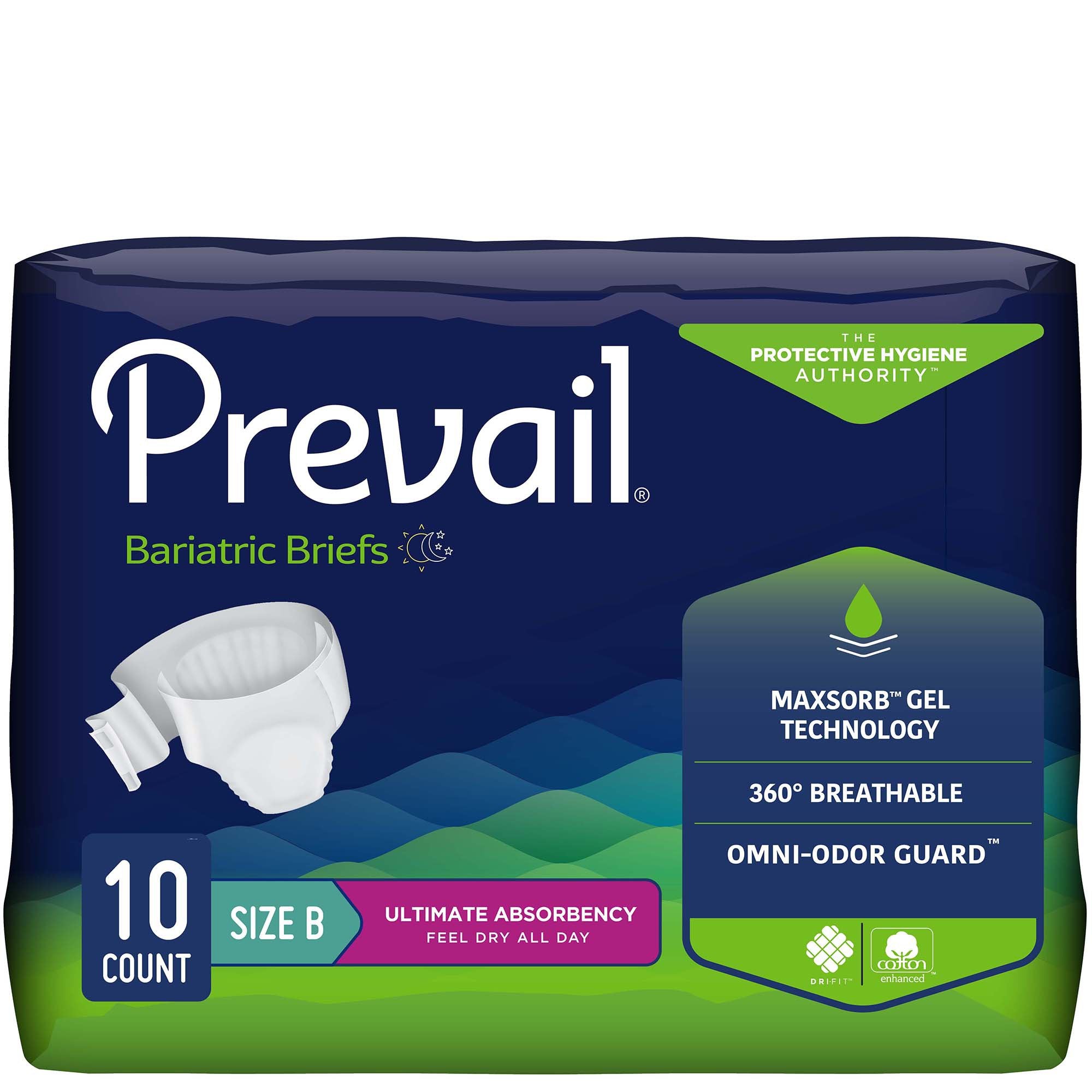 First Quality - Unisex Adult Incontinence Brief Prevail® Bariatric Bariatric Size B Disposable Heavy Absorbency [4/CS]