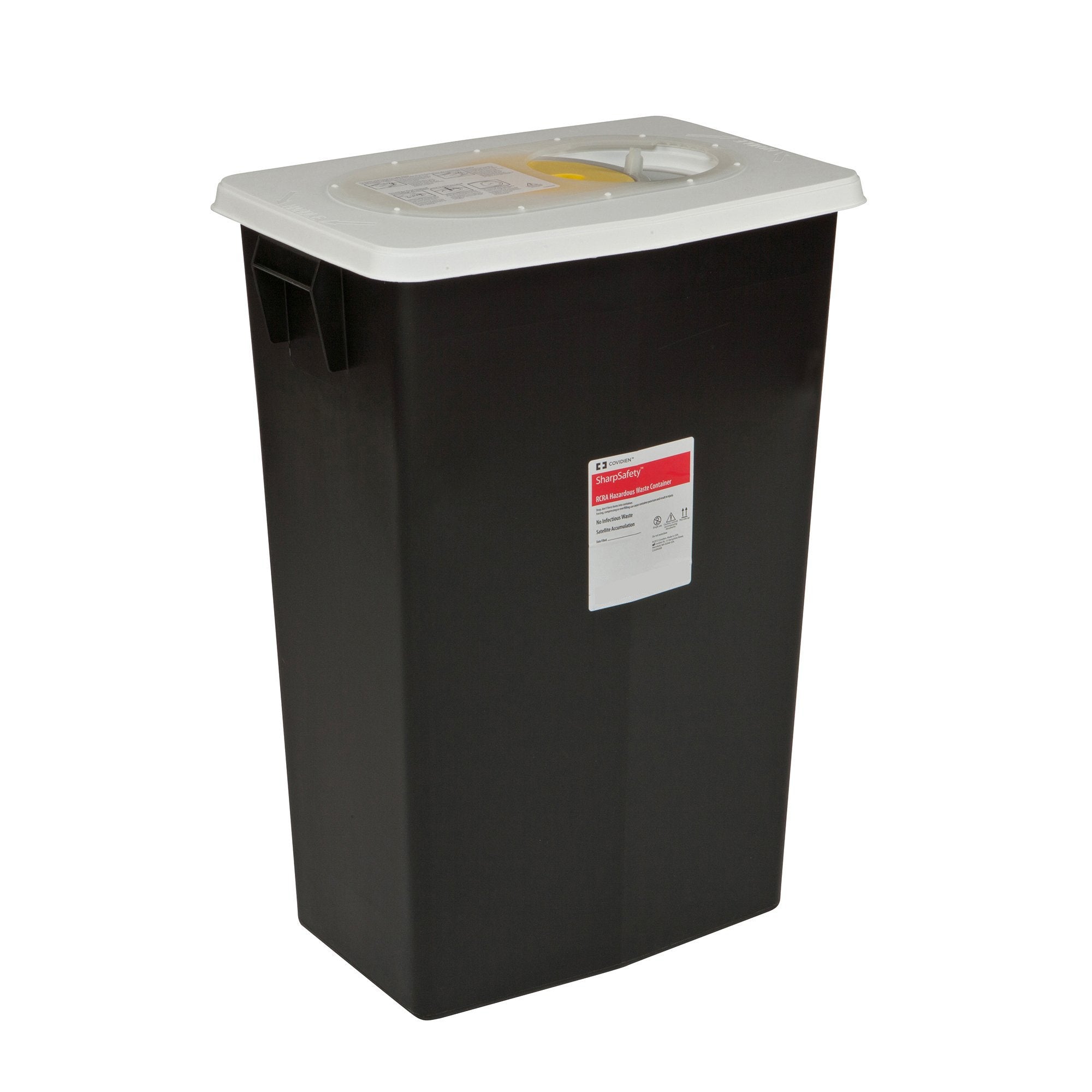 Cardinal - RCRA Waste Container SharpSafety™ Black Base 17-3/4 H X 11 D X 15-1/2 W Inch Vertical Entry 8 Gallon [10/CS] (514204_CS)