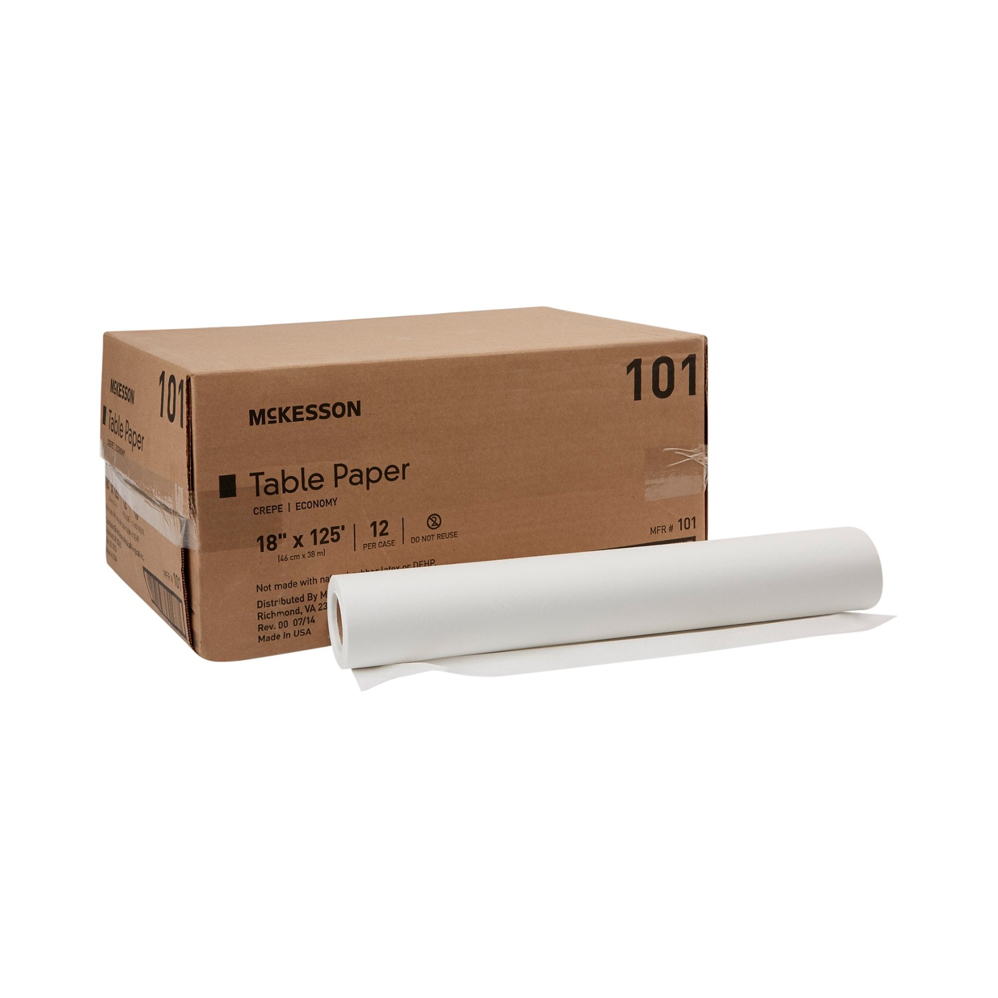 McKesson Brand - Table Paper McKesson 18 Inch Width 125 Foot Length White Crepe [12/CS] (919570_CS)