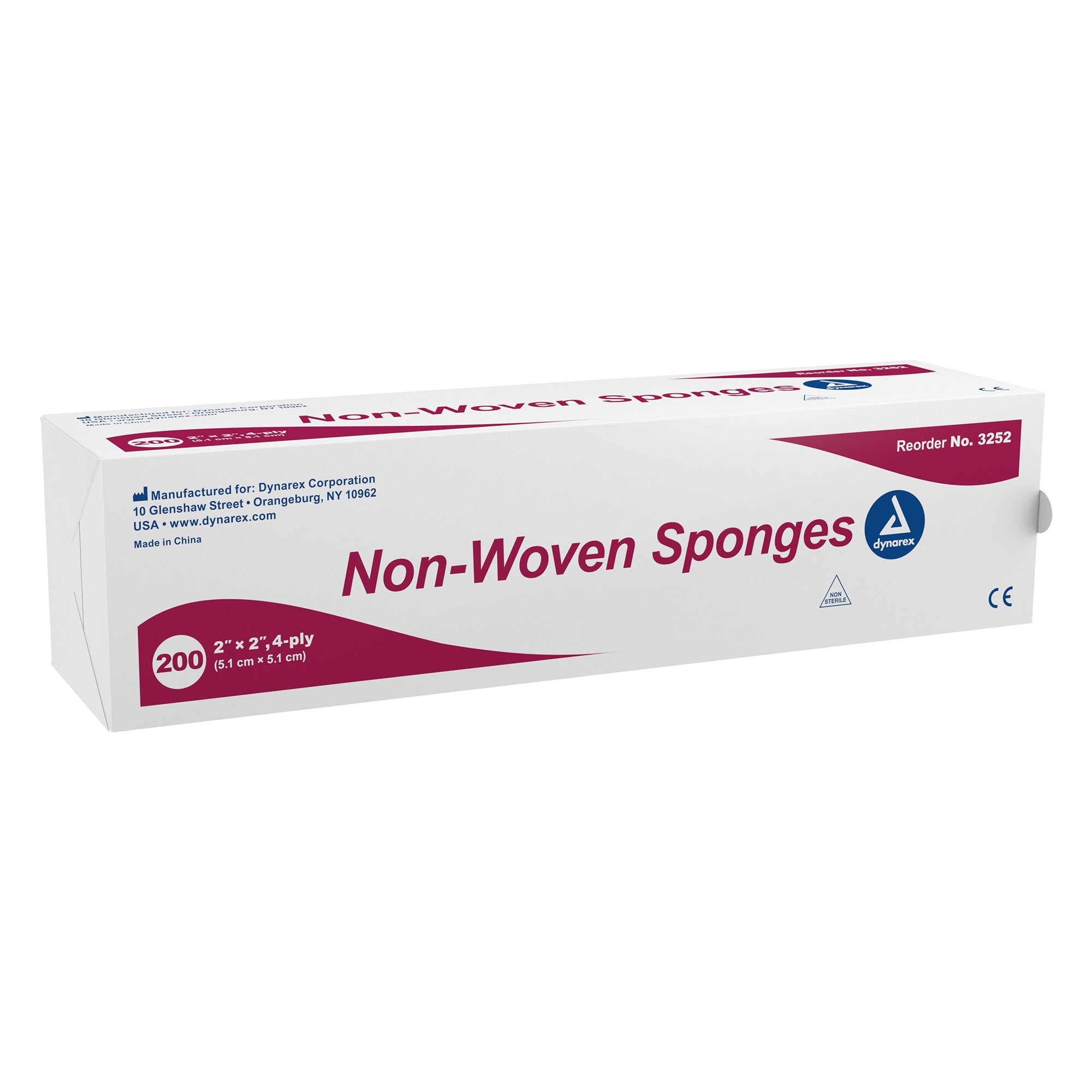 Dynarex - Nonwoven Sponge Dynarex® 2 X 2 Inch 4-Ply NonSterile 200 per Pack [4000/CS]