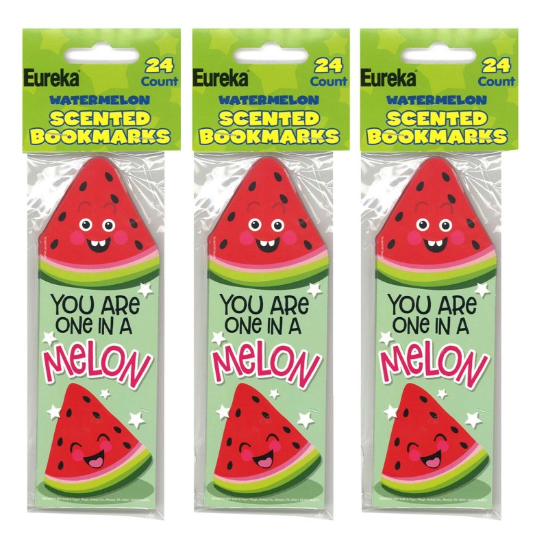 EUREKA - Watermelon Scented Bookmarks, 24 Per Pack, 3 Packs