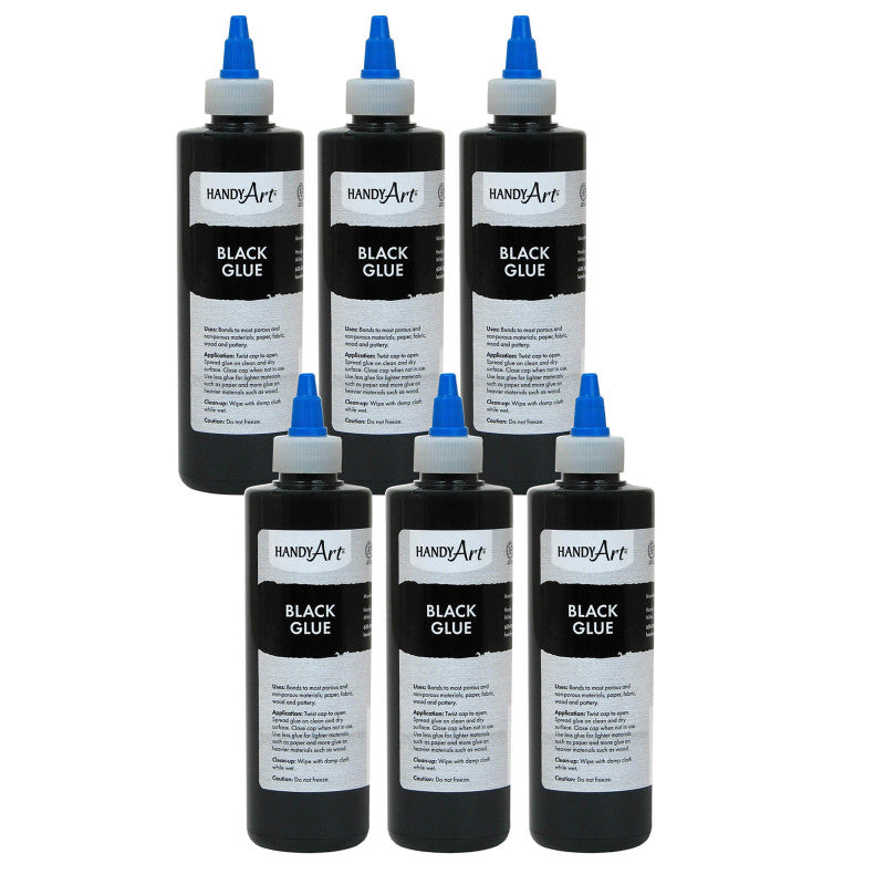 HANDY ART - Black Glue, 8 oz., Pack of 6