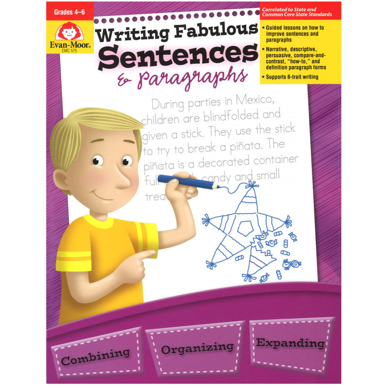 EVAN-MOOR - Writing Fabulous Sentences & Paragraphs, Grades 4-6, Teacher Reproducibles, Print