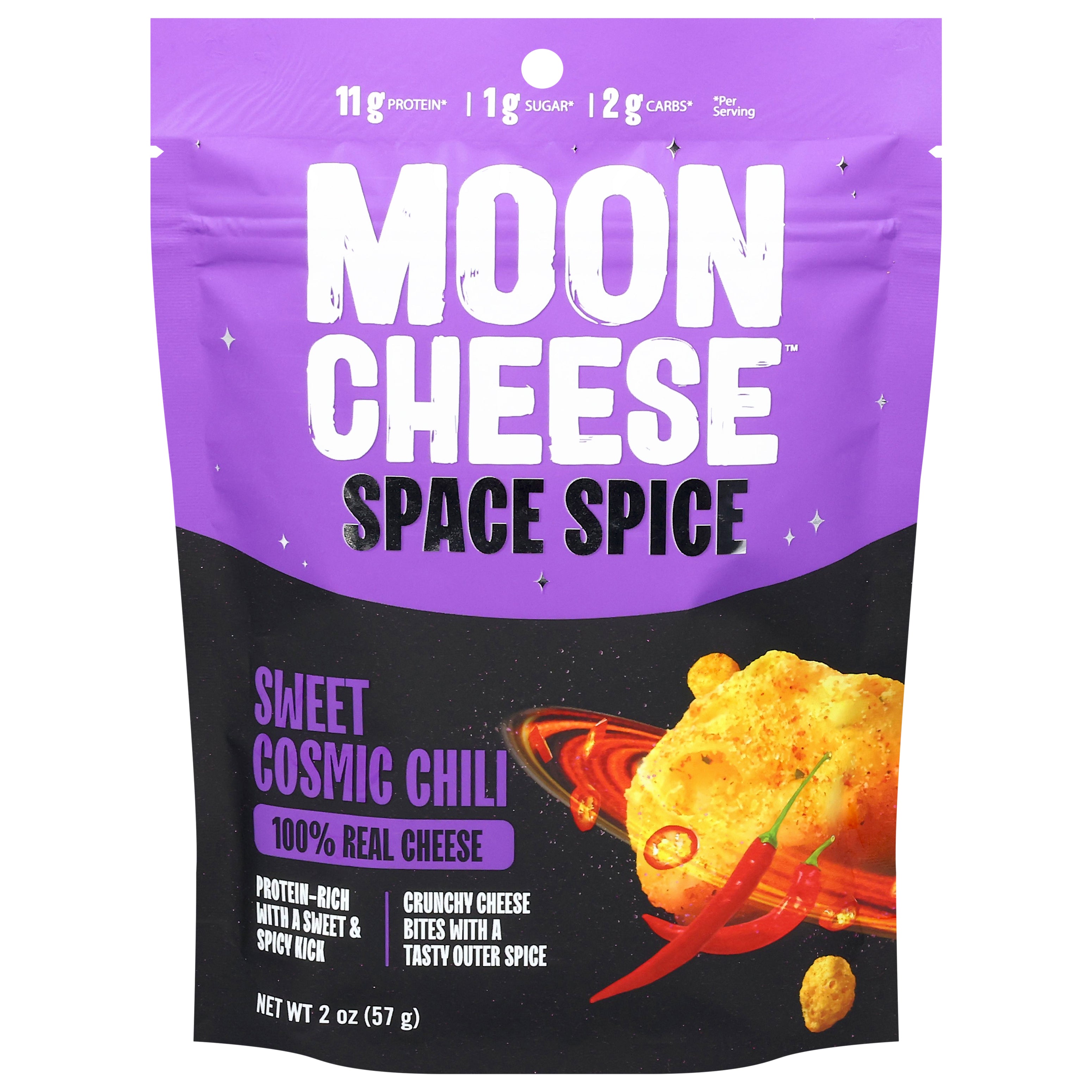 Moon Cheese Space Spice Sweet Cosmic Chili Cheese Bites 2 oz - Case of 12