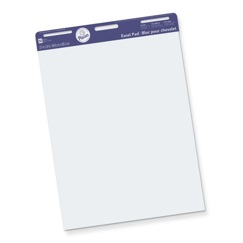 PACON - Easel Pad, Non-Adhesive, White, Unruled 27" x 34", 50 Sheets