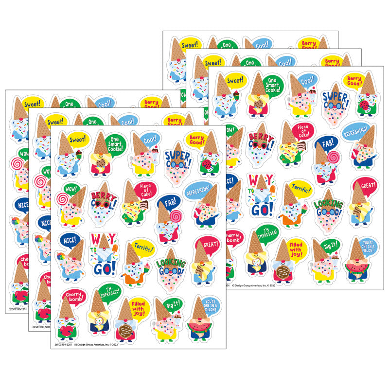 EUREKA - Dessert Gnomes Candy Scented Stickers, 80 Per Pack, 6 Packs