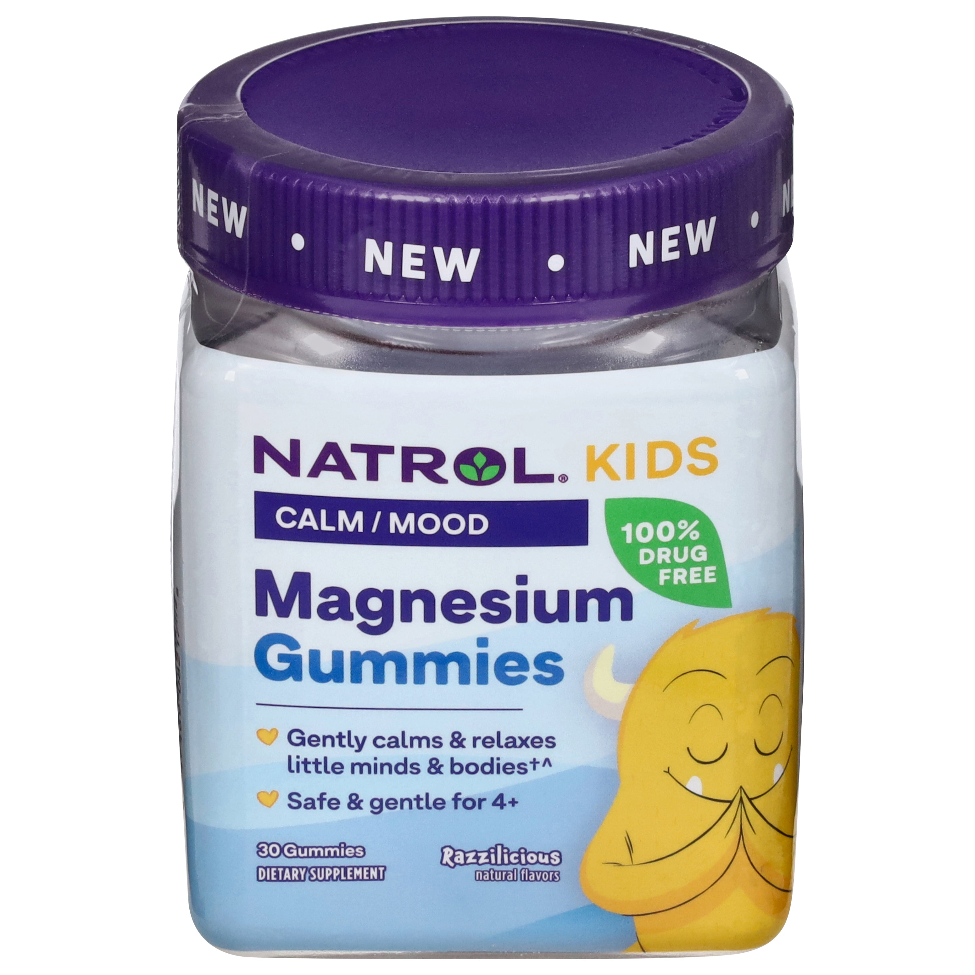 Natrol Kids Magnesium Gummies, Dietary Supplement to Calm and Relax, Magnesium for Kids, 30 Razzilicious-Flavored Gummies, 30 Day Supply - Case of 1
