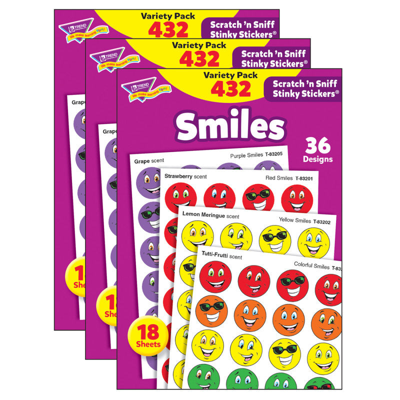 TREND - Smiles Stinky Stickers® Variety Pack, 432 Per Pack, 3 Packs