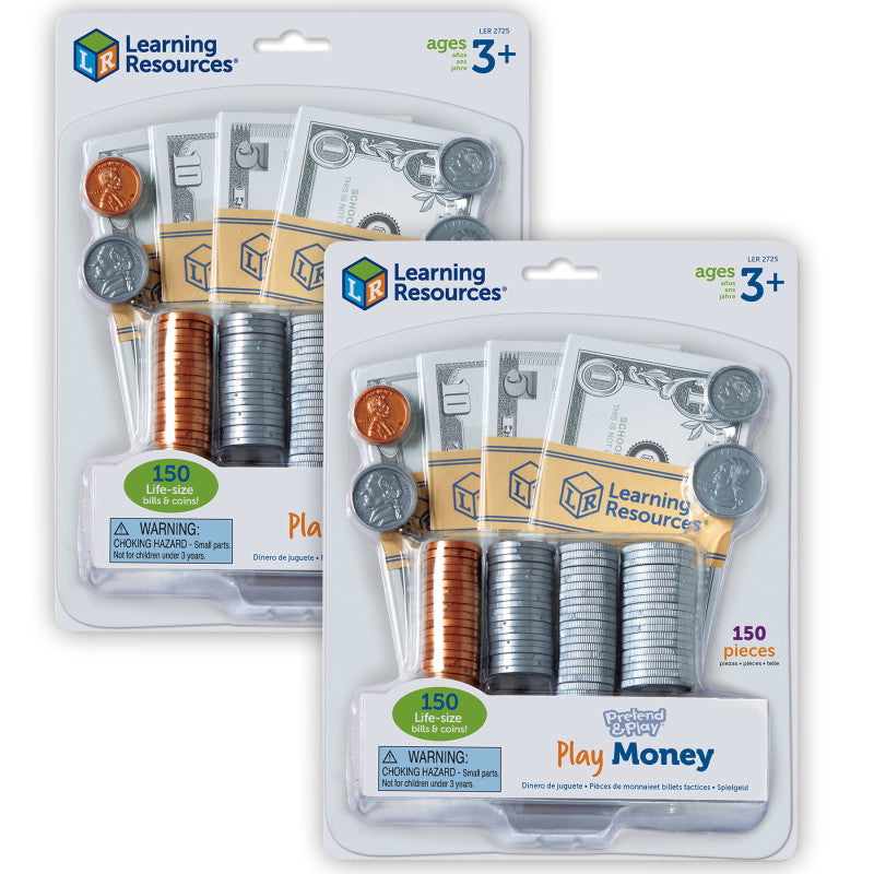LEARNING RESOURCES - Pretend and Play® Play Money, 150 Pieces Per Set, 2 Sets