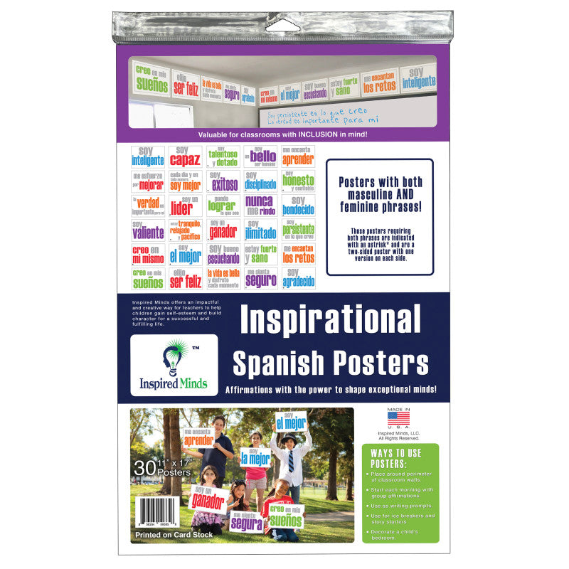 INSPIRED MINDS - Card Stock Posters, Set of 30, Spanish