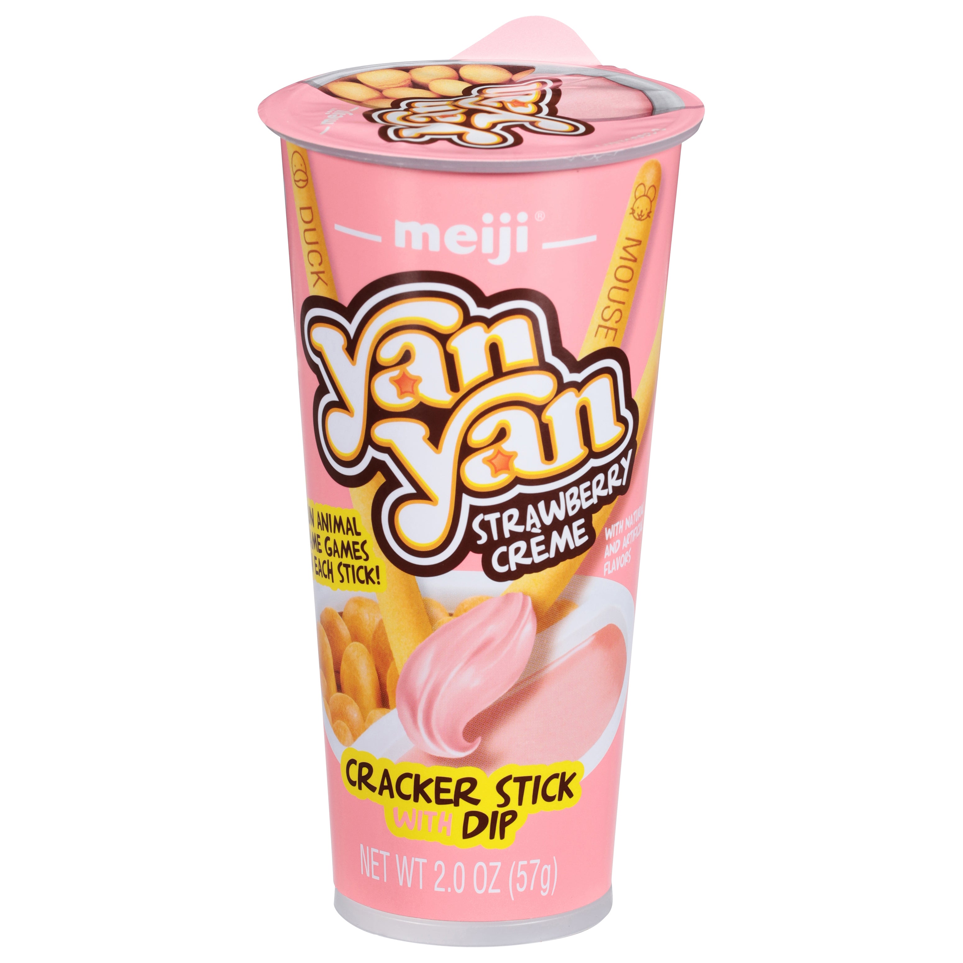 Meiji Yan Yan Strawberry Creme Cracker Stick with Dip 2.0 oz - Case of 10