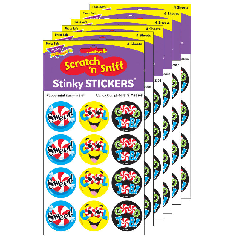 TREND - Candy Compli-MINTS/Peppermint Stinky Stickers®, 48 Per Pack, 6 Packs