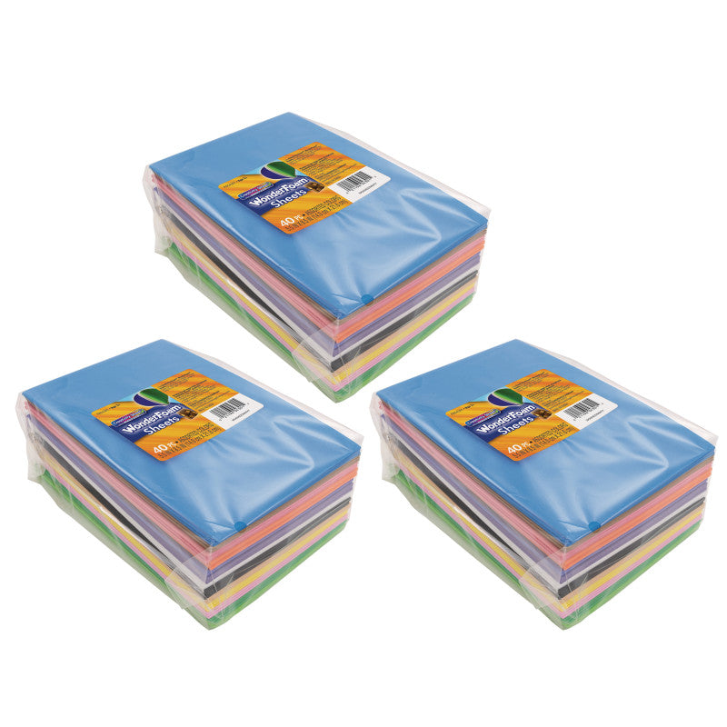 CREATIVITY STREET - WonderFoam® Sheets, Assorted Colors, 5.5" x 8.5", 40 Sheets Per Pack, 3 Packs
