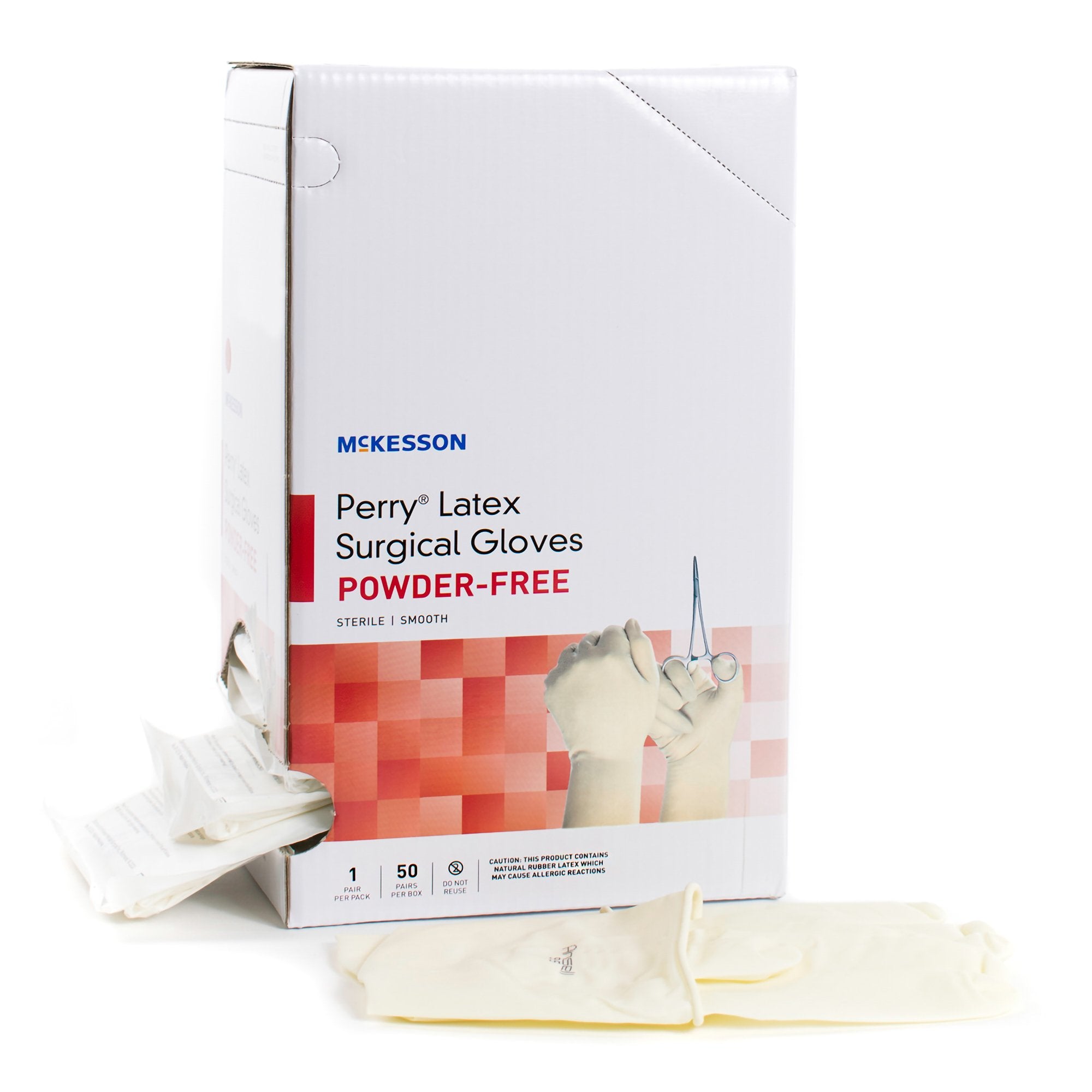 McKesson Brand - Surgical Glove McKesson Perry® Size 8.5 Sterile Latex Standard Cuff Length Smooth Cream Not Chemo Approved [200/CS]