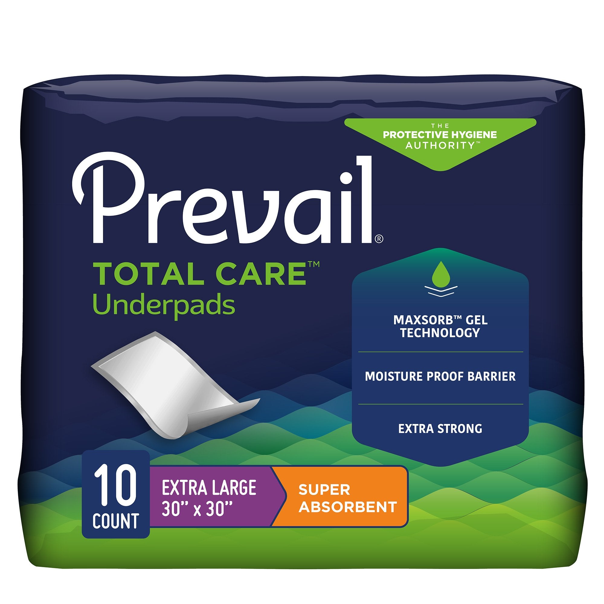 First Quality - Disposable Underpad Prevail® Total Care™ 30 X 30 Inch Super Absorbent Core Heavy Absorbency [10/PK]