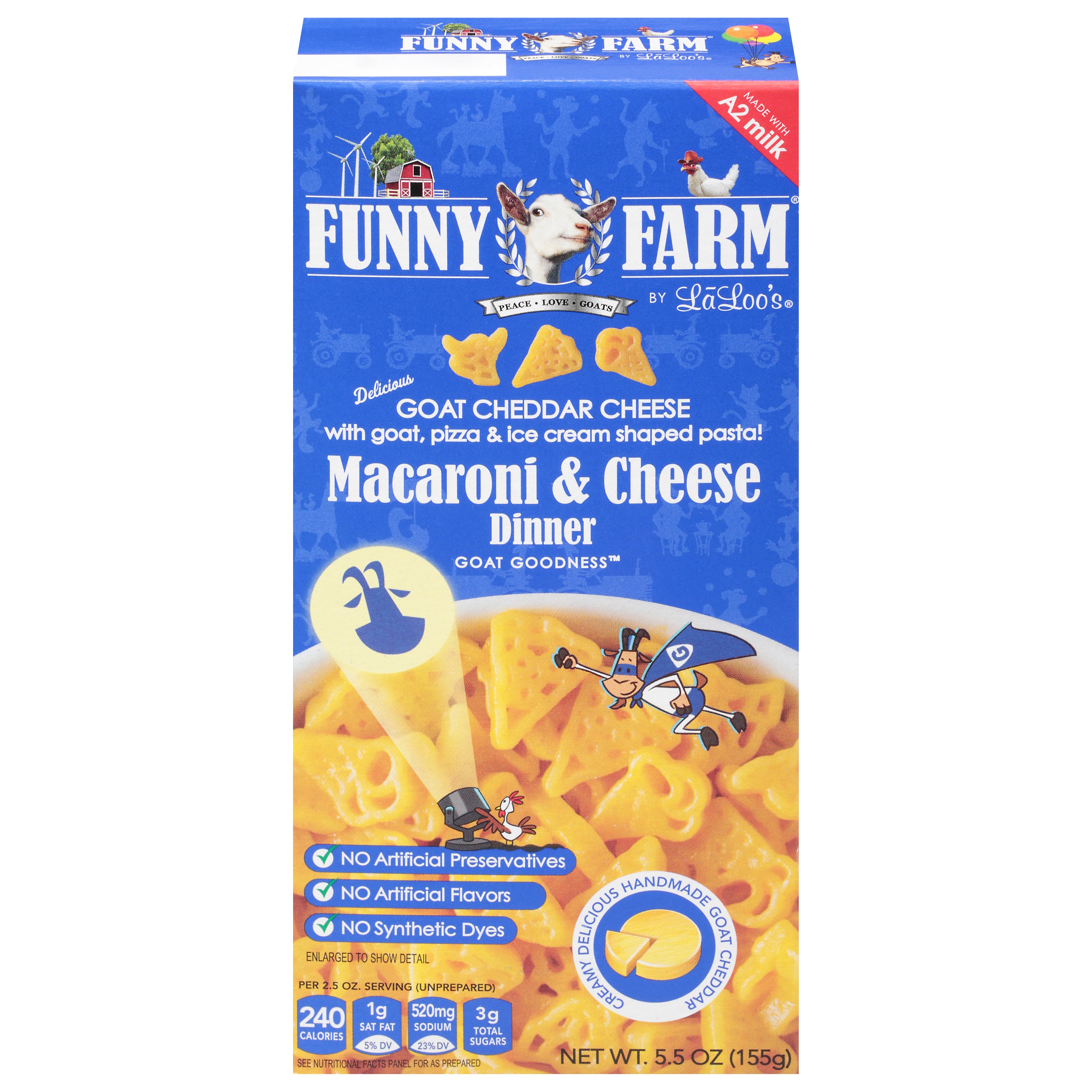 Funny Farm Goat Cheddar Cheese Macaroni & Cheese Dinner 5.5 oz - Case of 8