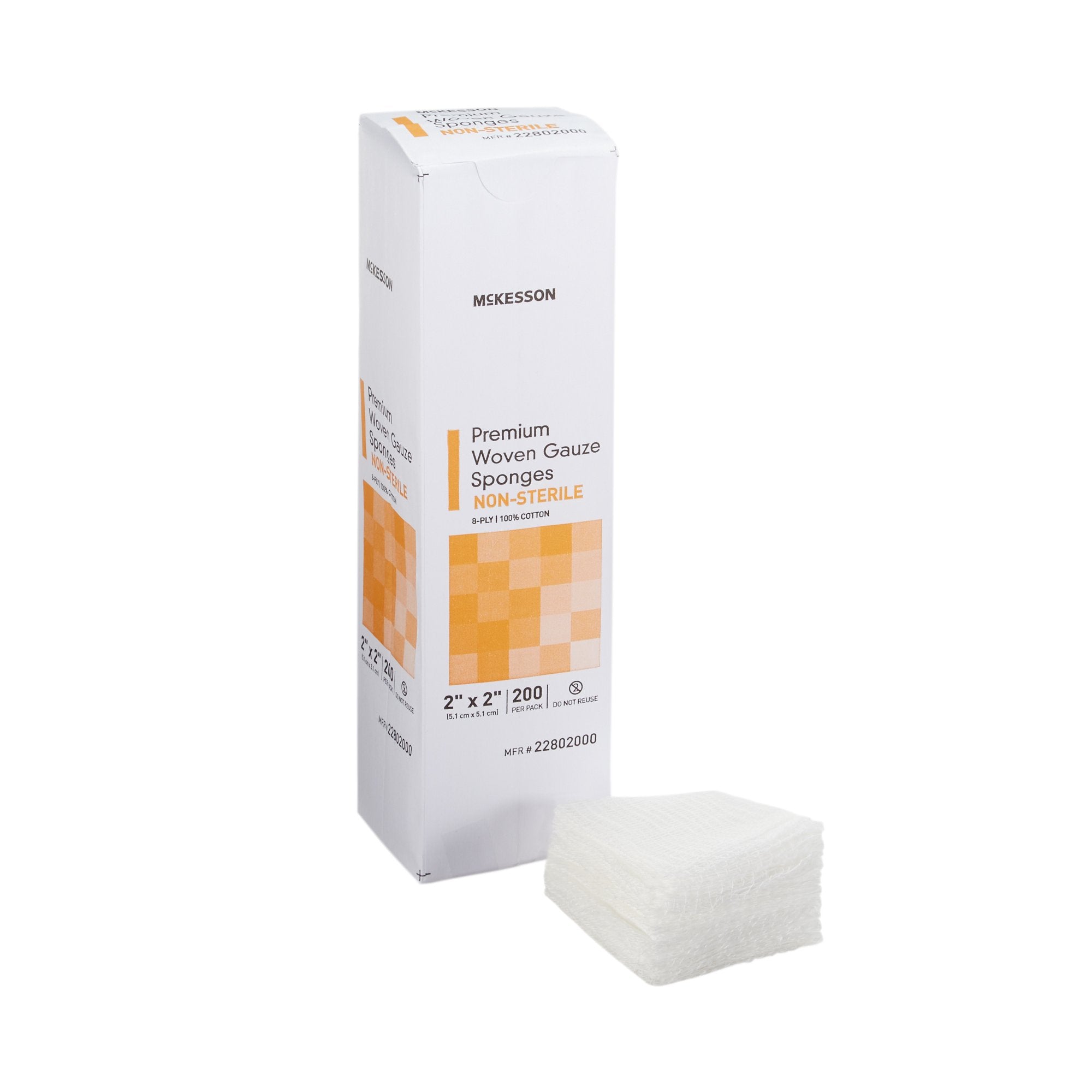 McKesson Brand - Gauze Sponge McKesson 2 X 2 Inch 8-Ply NonSterile 200 per Pack [5000/CS] (446037_CS)