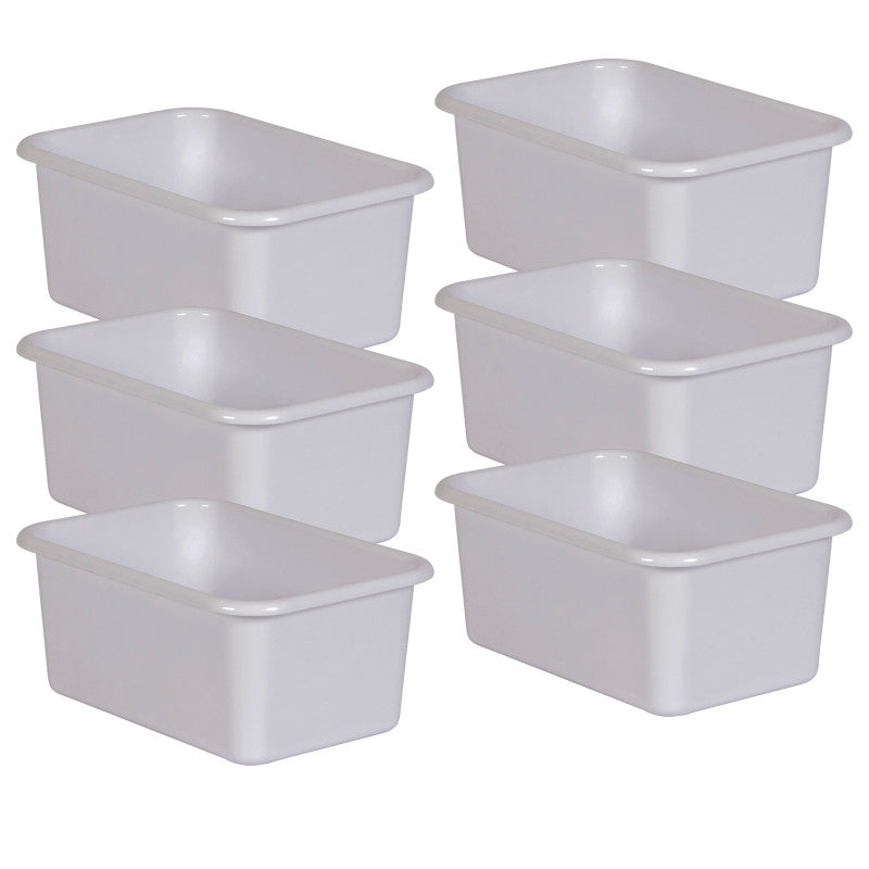 TEACHER CREATED RESOURCES - White Small Plastic Storage Bin, Pack of 6
