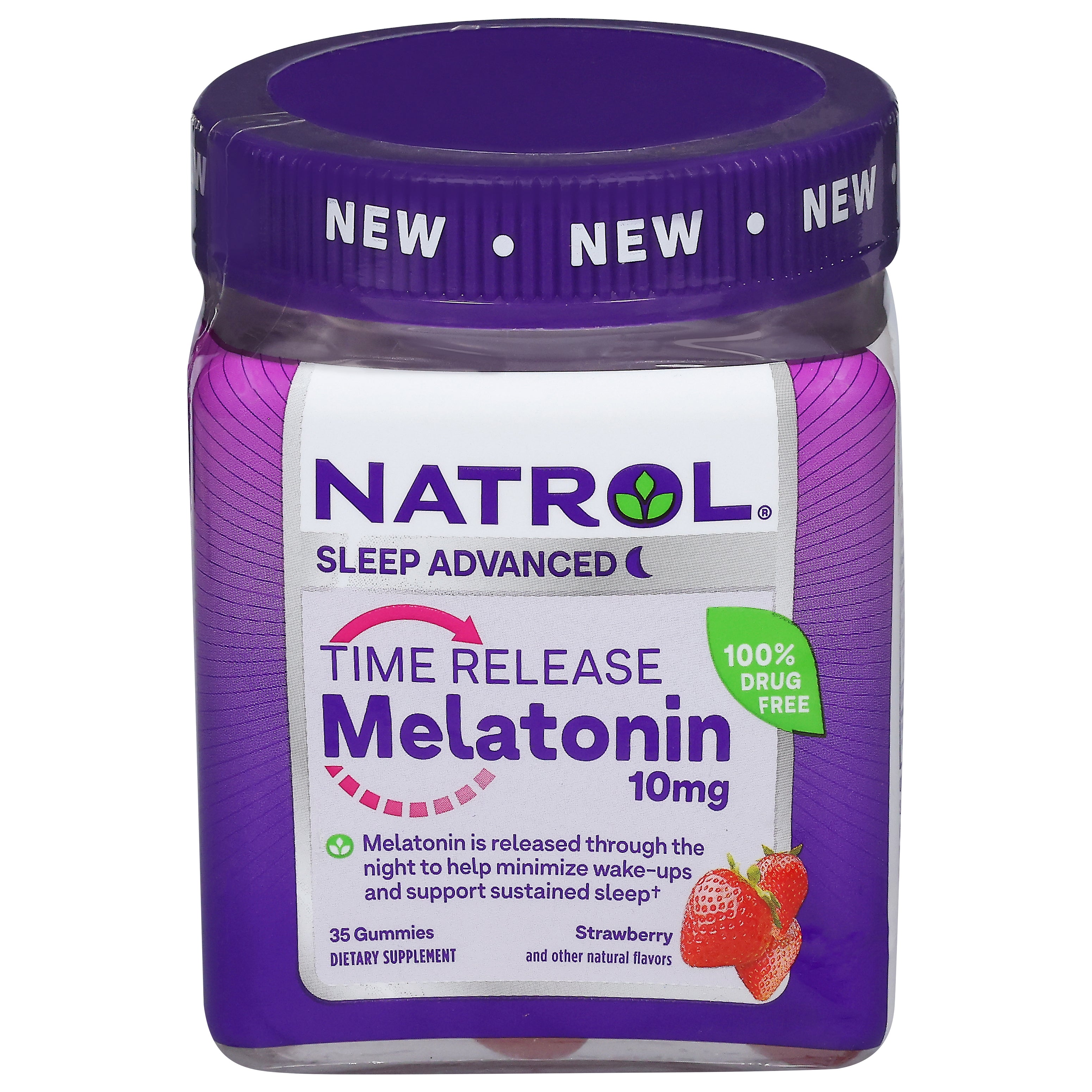 Natrol Time Release Melatonin 10 mg, Dietary Supplement to Help Minimize Wake Ups, Sleep Gummies for Adults, 35 Strawberry-Flavored Melatonin Gummies, Up to a 35 Day Supply - Case of 1