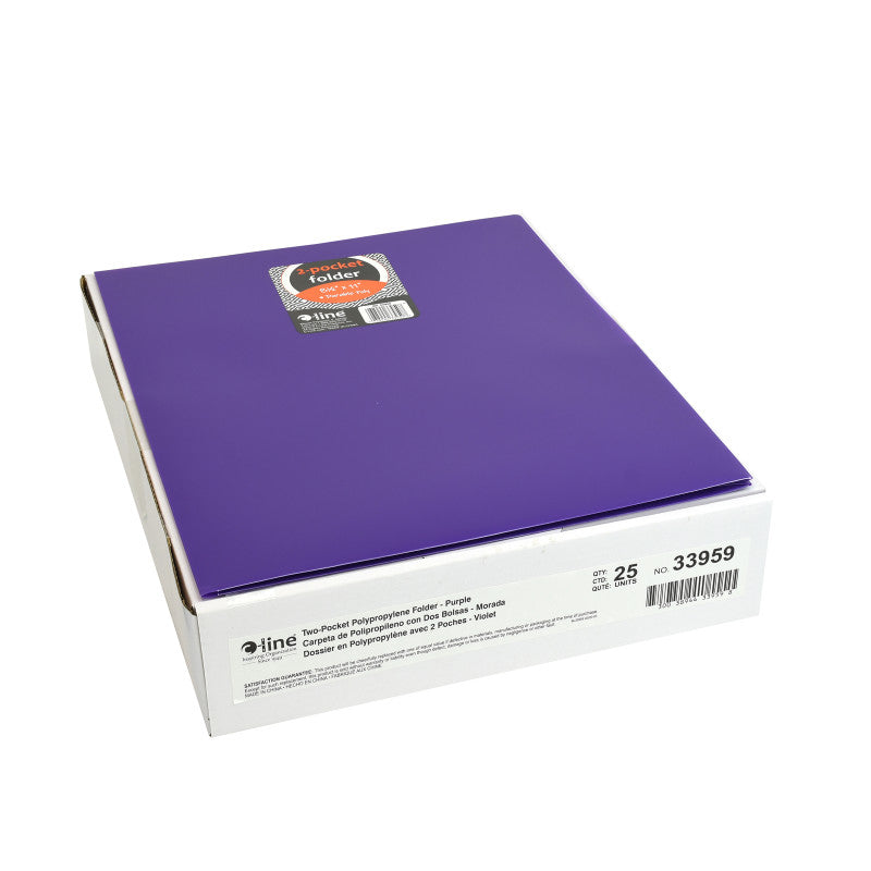 C-LINE - Two-Pocket Heavyweight Poly Portfolio Folder, Purple, Pack of 25