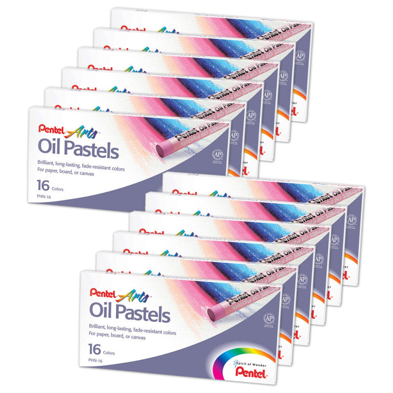 PENTEL - Oil Pastel Set, 16 Colors, 12 Sets