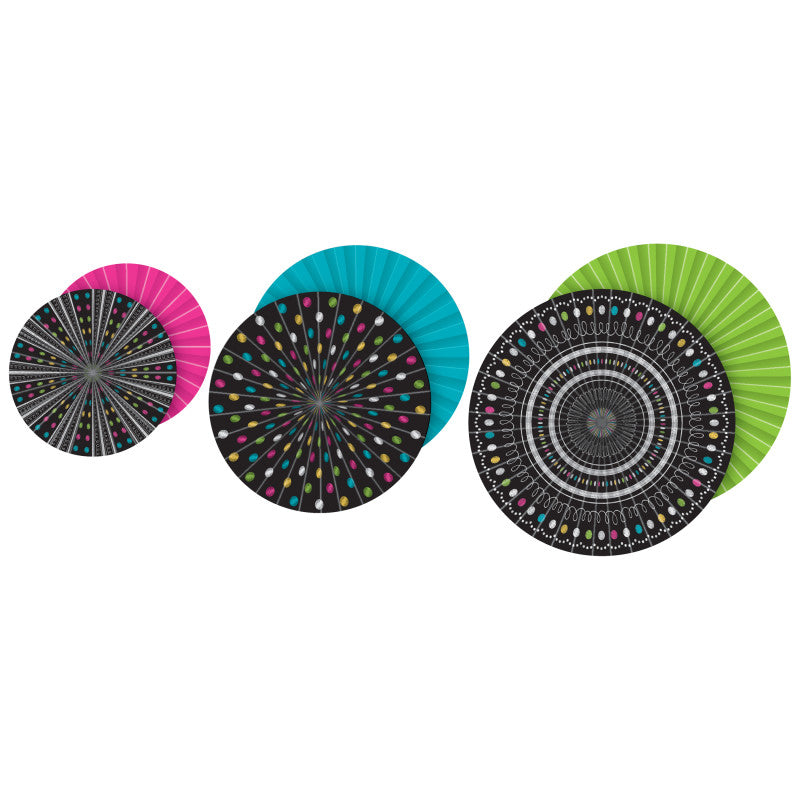 TEACHER CREATED RESOURCES - Chalkboard Brights Hanging Paper Fans, 3 Per Pack, 3 Packs