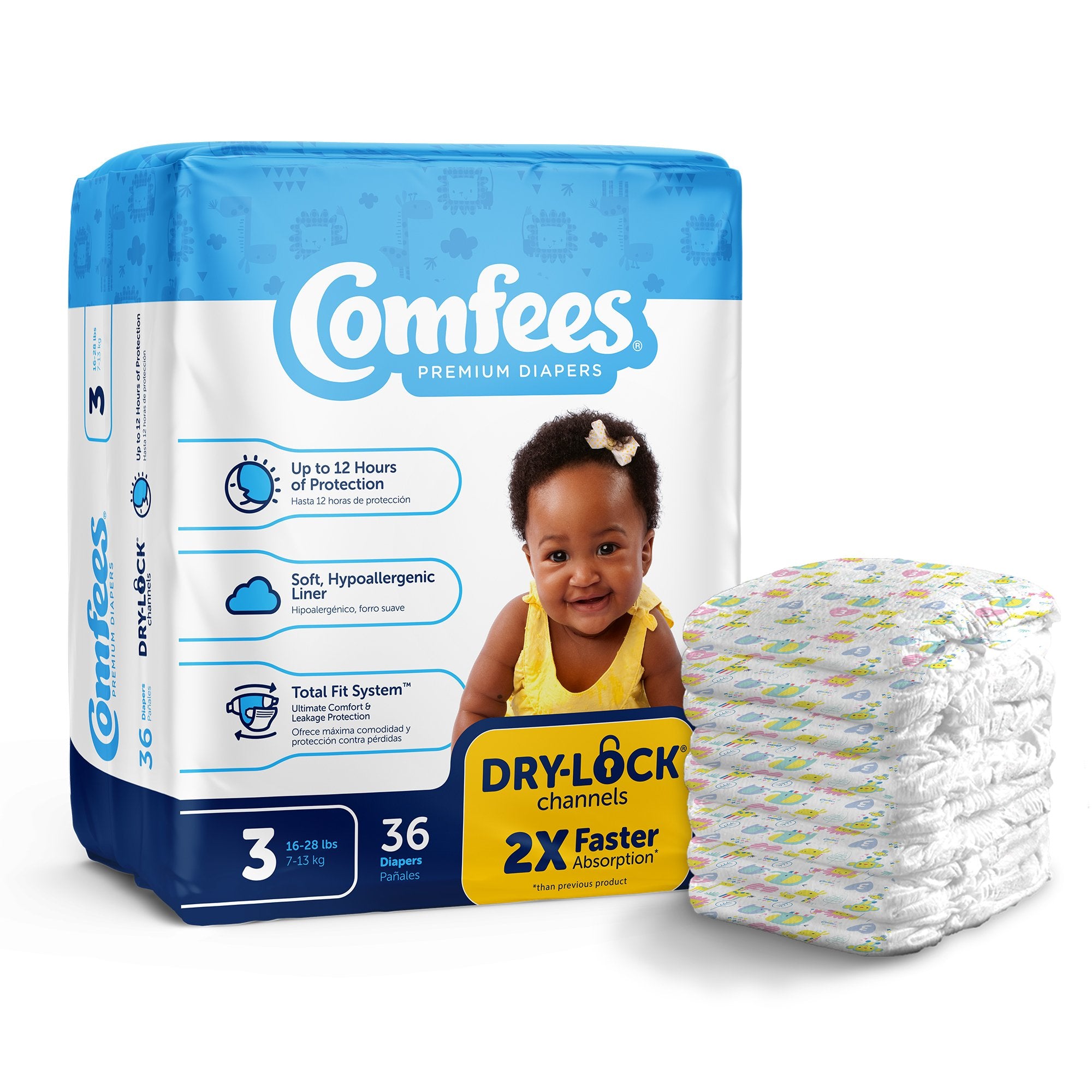 Attends Healthcare Products - Unisex Baby Diaper Comfees® Size 3 Disposable Moderate Absorbency [36/BG]