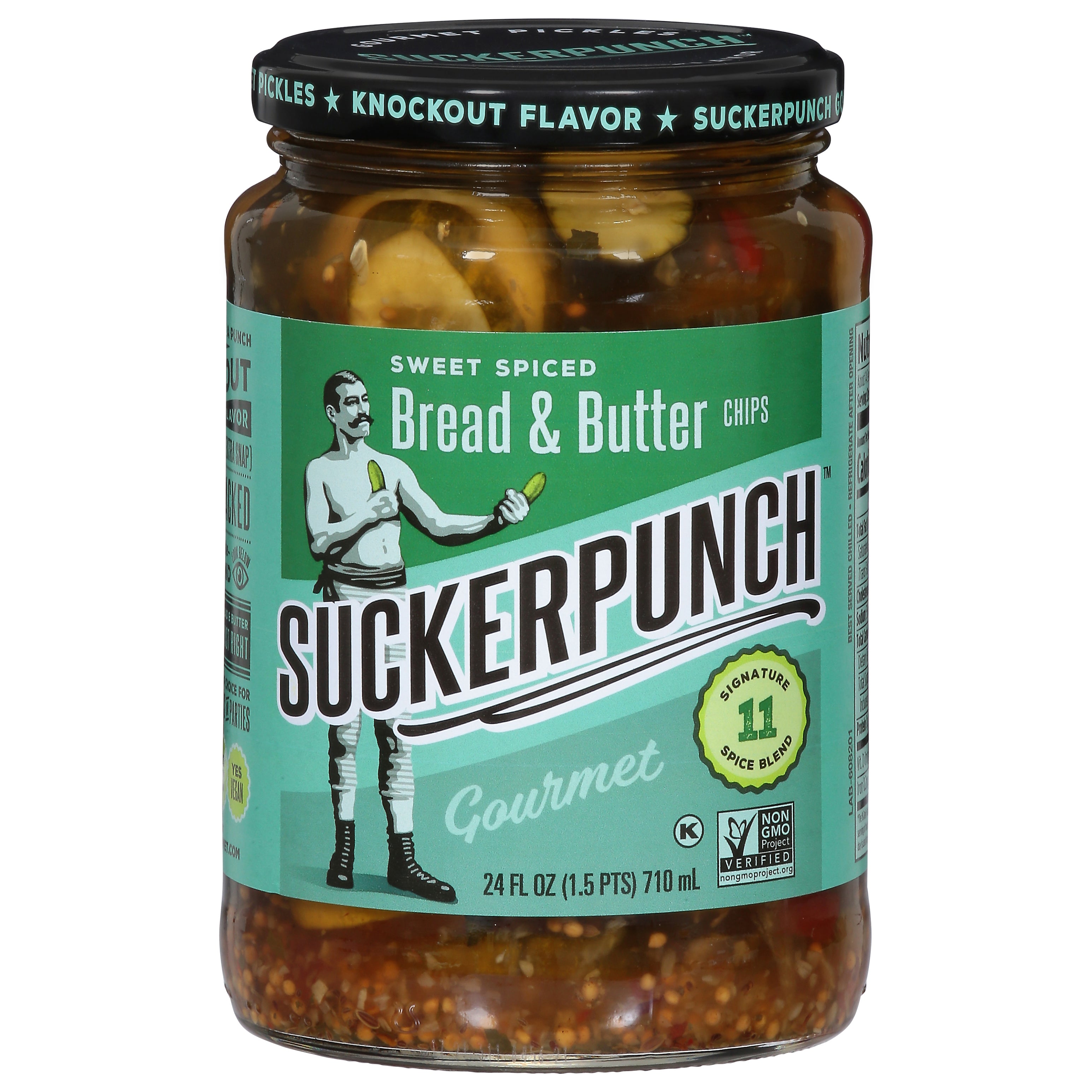 SuckerPunch Gourmet Sweet Spiced Bread & Butter Chips 24 fl oz - Case of 6