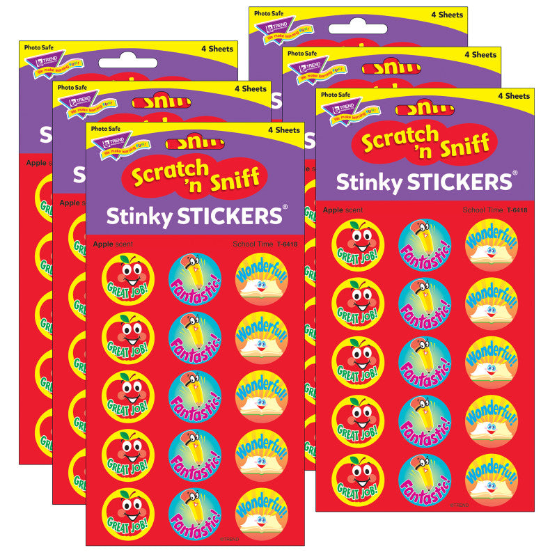 TREND - School Time/Apple Stinky Stickers®, 60 Per Pack, 6 Packs
