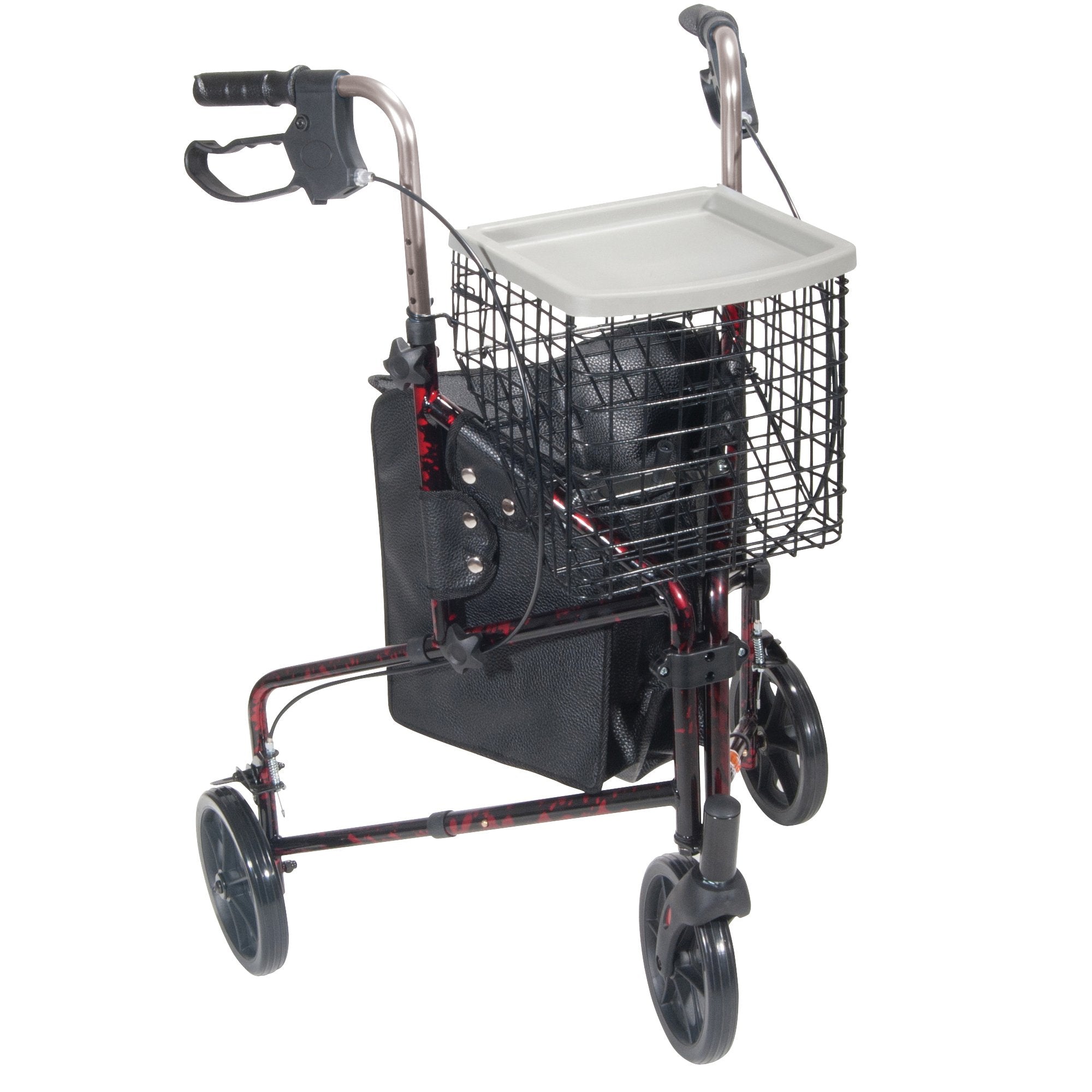 Drive Medical - 3 Wheel Rollator drive™ Deluxe Flame Red Adjustable Height / Folding Aluminum Frame [1/EA]