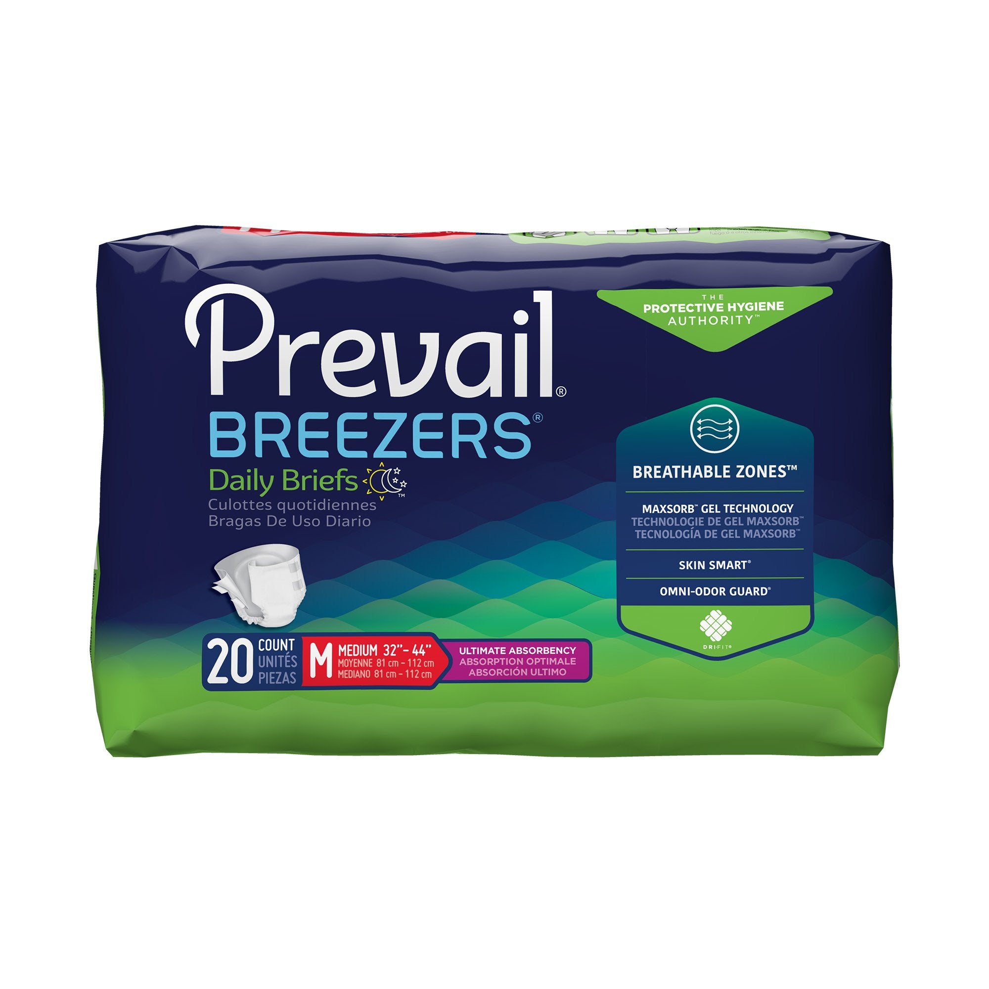 First Quality - Unisex Adult Incontinence Brief Prevail® Breezers® Medium Disposable Heavy Absorbency [80/CS]